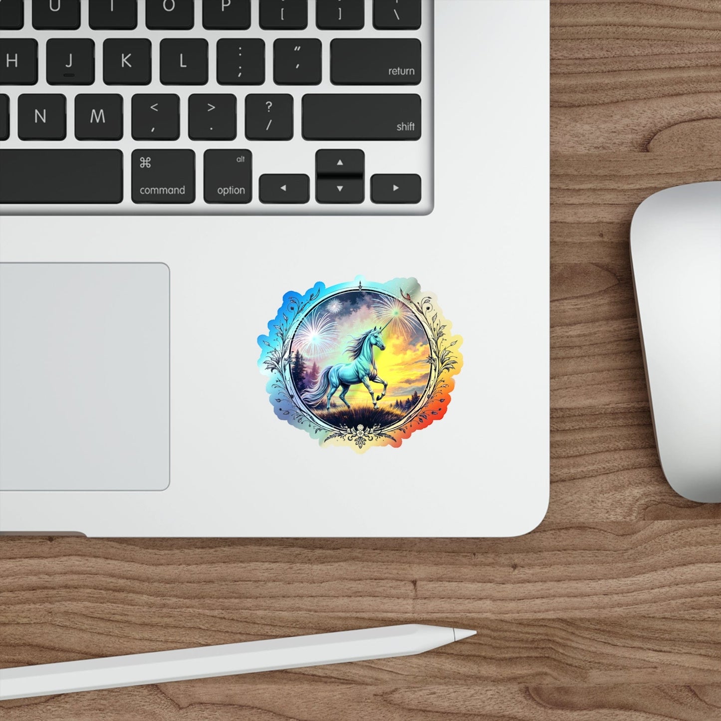 Printify Paper products 3" × 3" / Die-Cut / Holographic Passion Unicorn - Holographic Die-Cut Sticker