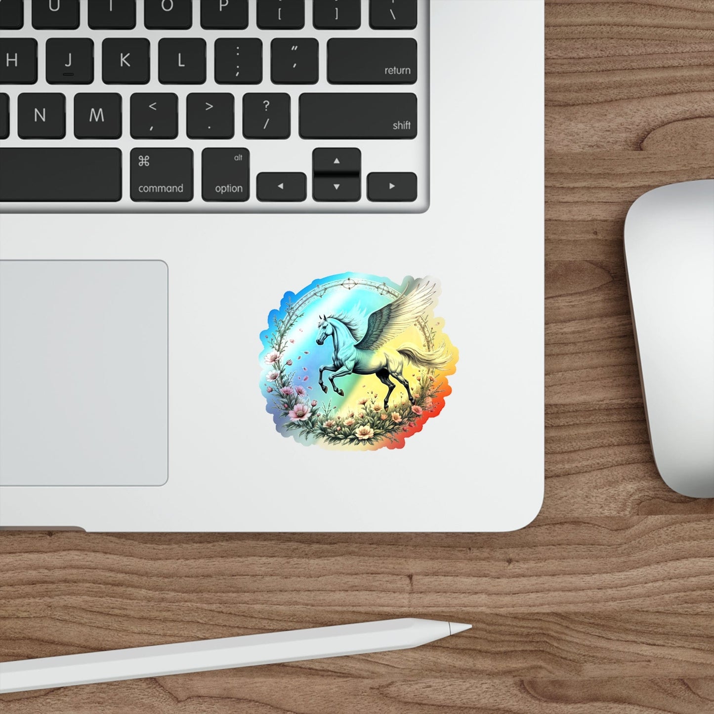 Printify Paper products 3" × 3" / Die-Cut / Holographic Renewal Pegasus - Holographic Die-Cut Sticker
