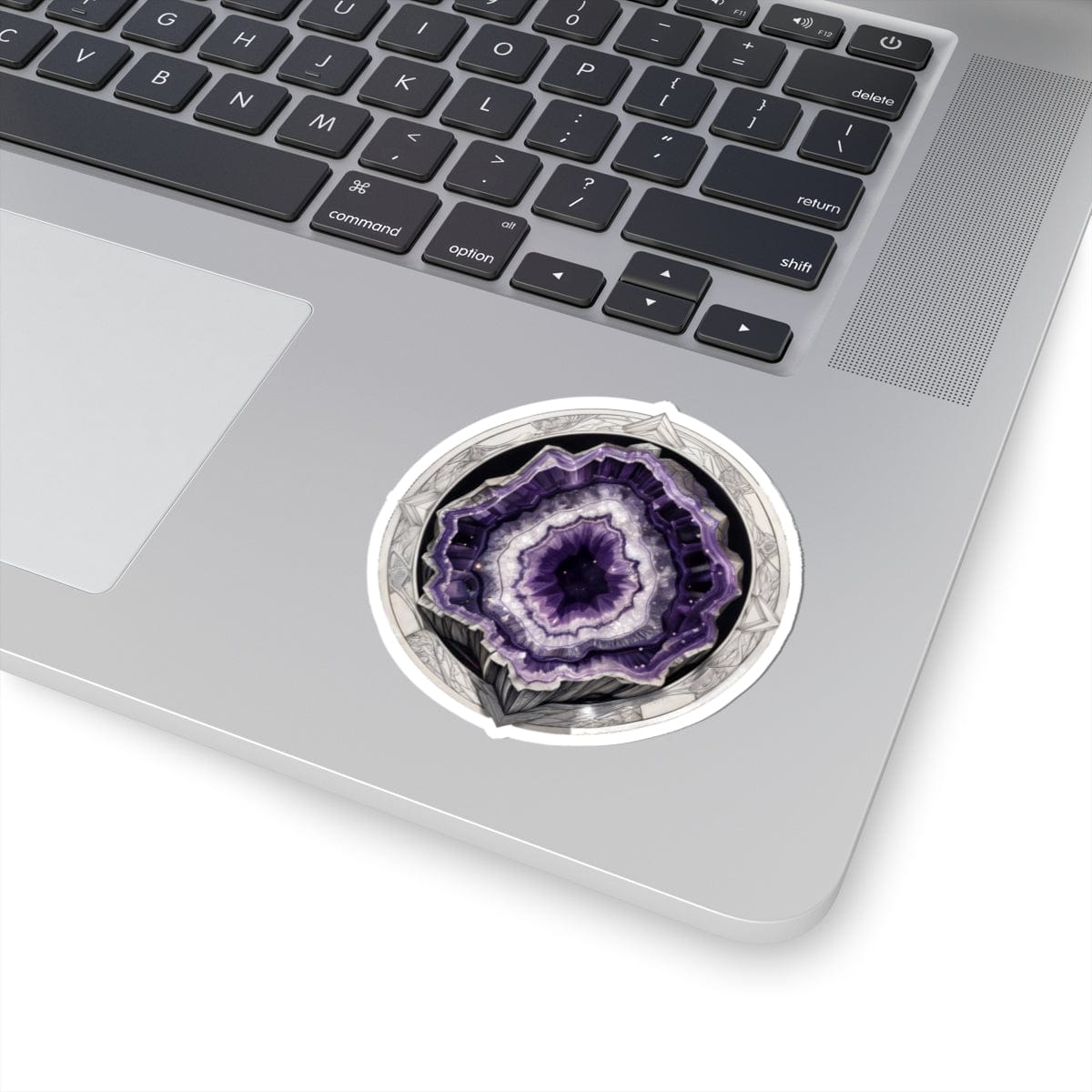 Printify Paper products 3" × 3" / White Amethyst - Crystals & Gemstones Kiss-Cut Stickers