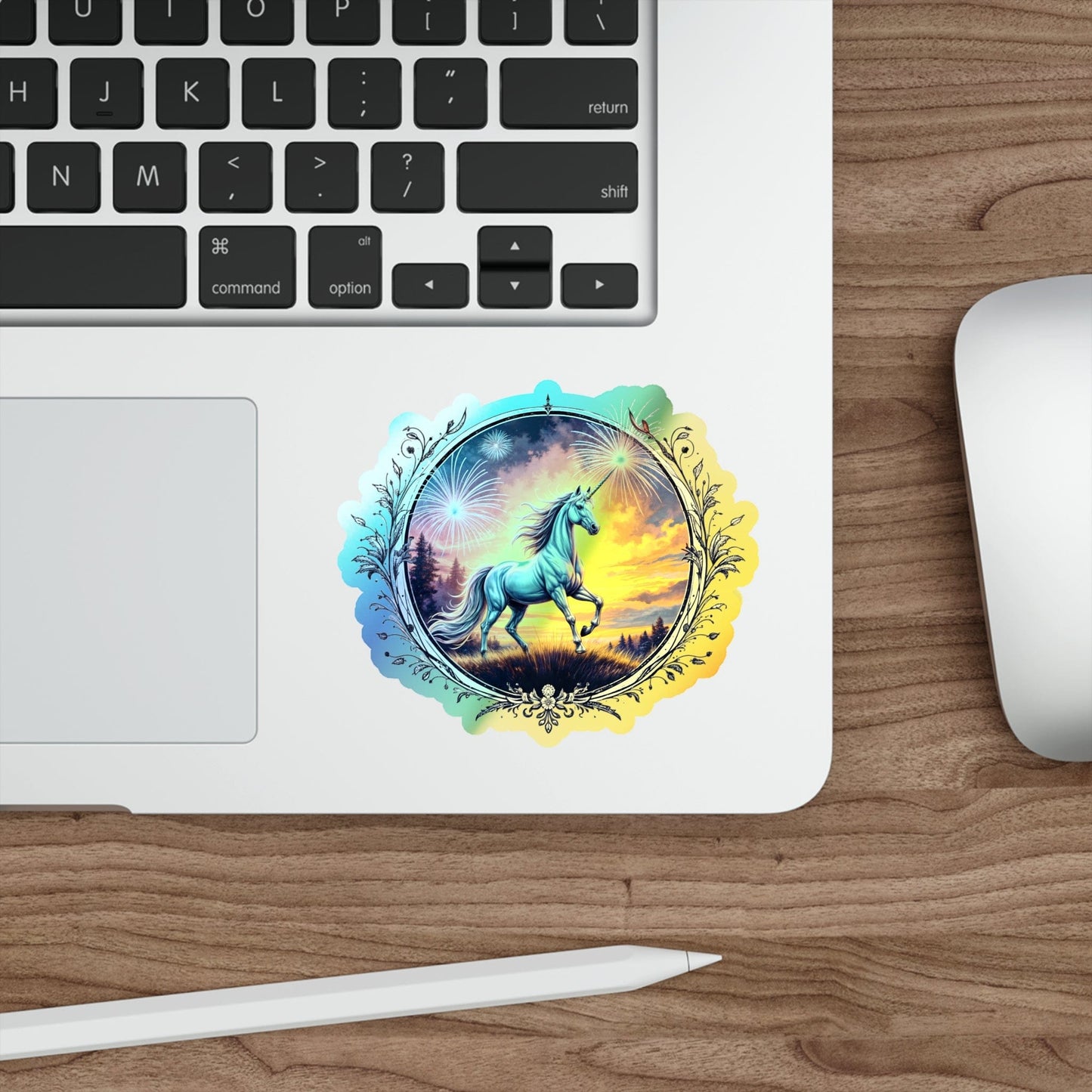 Printify Paper products 4" × 4" / Die-Cut / Holographic Passion Unicorn - Holographic Die-Cut Sticker