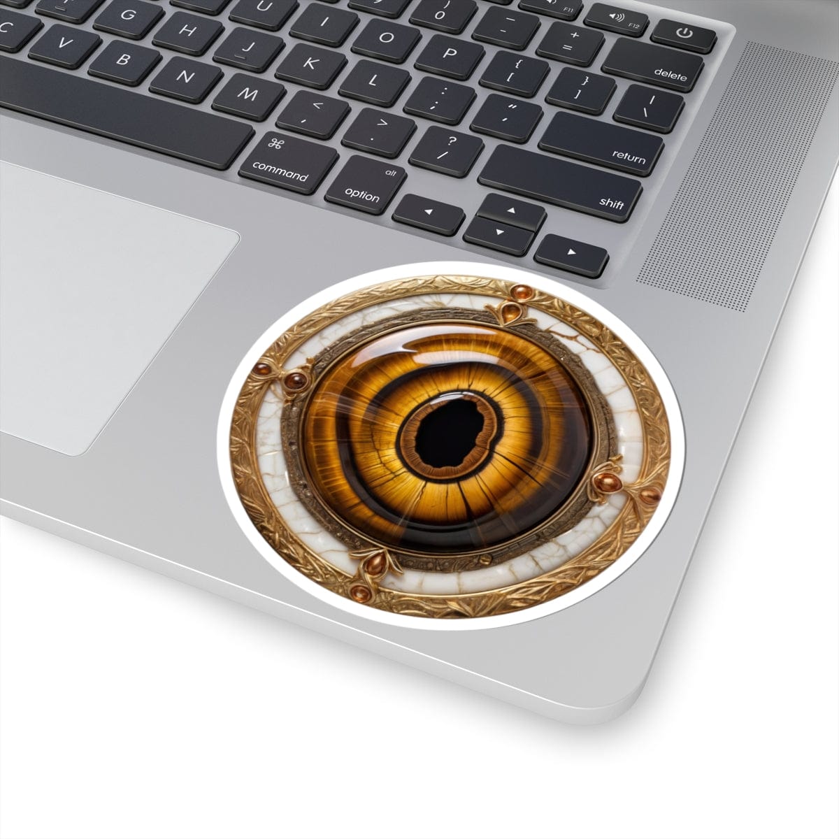 Printify Paper products 4" × 4" / White Tiger's Eye - Crystals & Gemstones Kiss-Cut Stickers