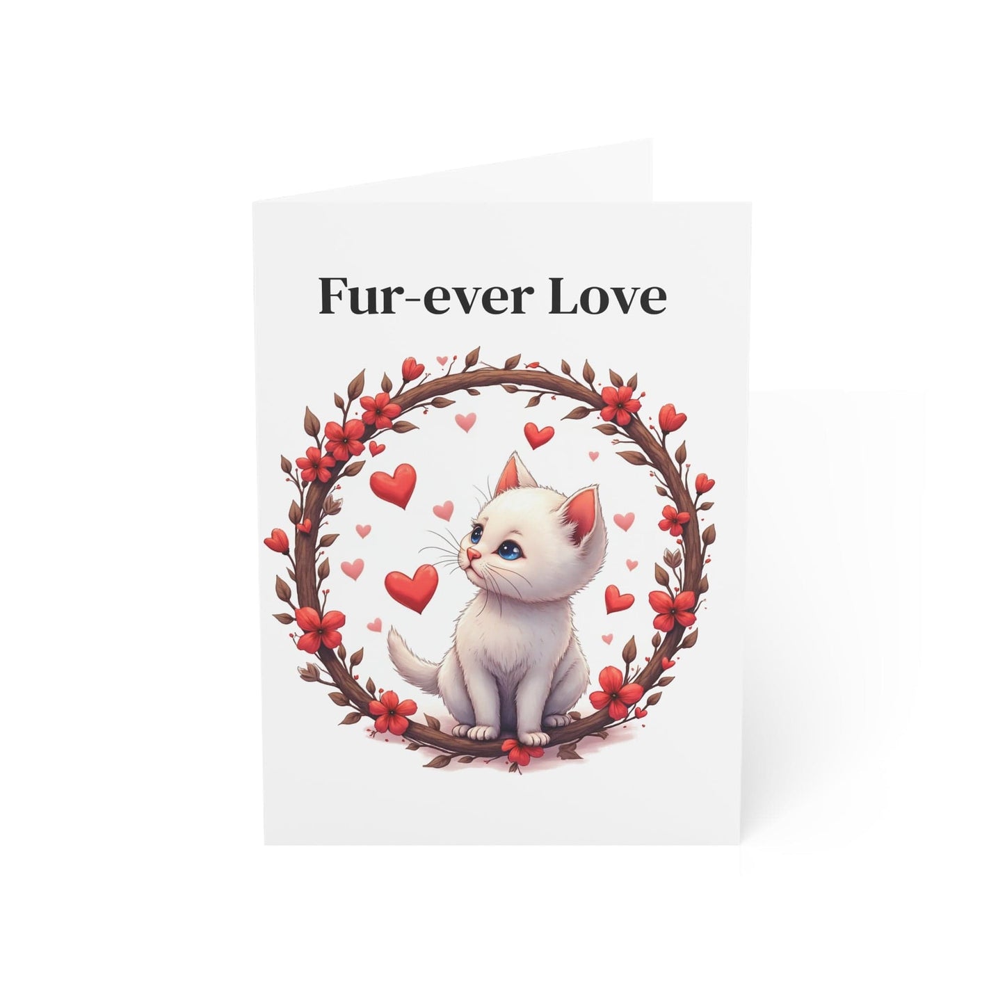 Printify Paper products 5" x 7" (Vertical) / Coated (both sides) / 1 pc Greeting Cards - Fur-ever Love - Love & Fun Card with QR Code Video