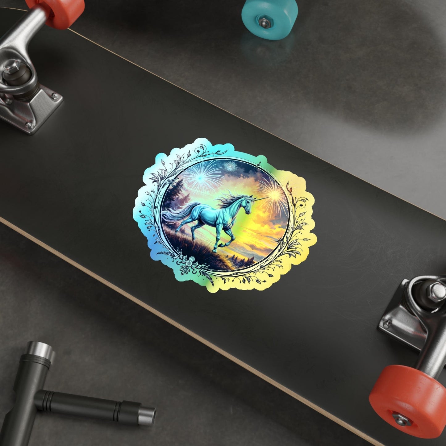 Printify Paper products 6" × 6" / Die-Cut / Holographic Passion Unicorn - Holographic Die-Cut Sticker