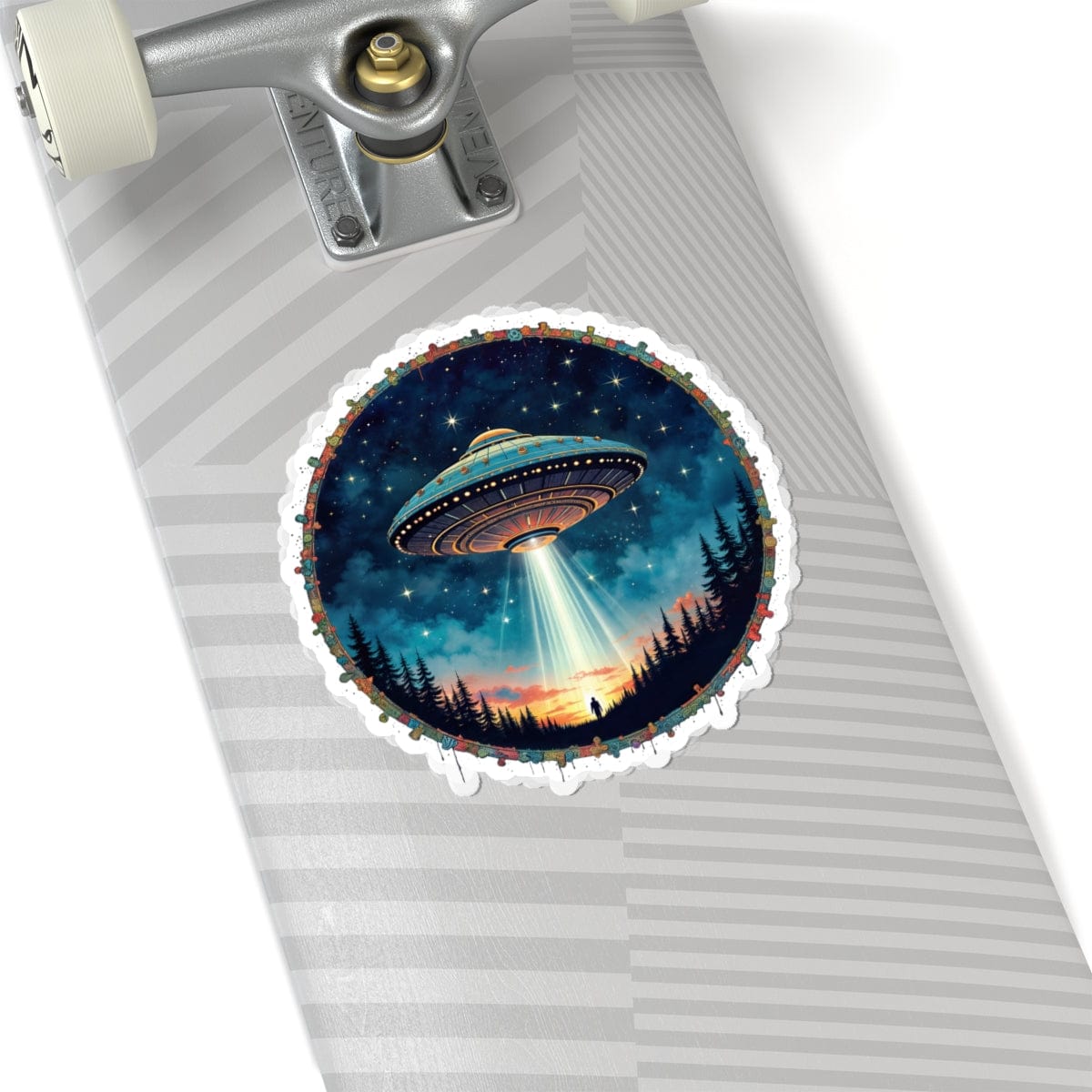 Printify Paper products 6" × 6" / White Aliens Are Here - UFO & Cosmic Kiss-Cut Stickers