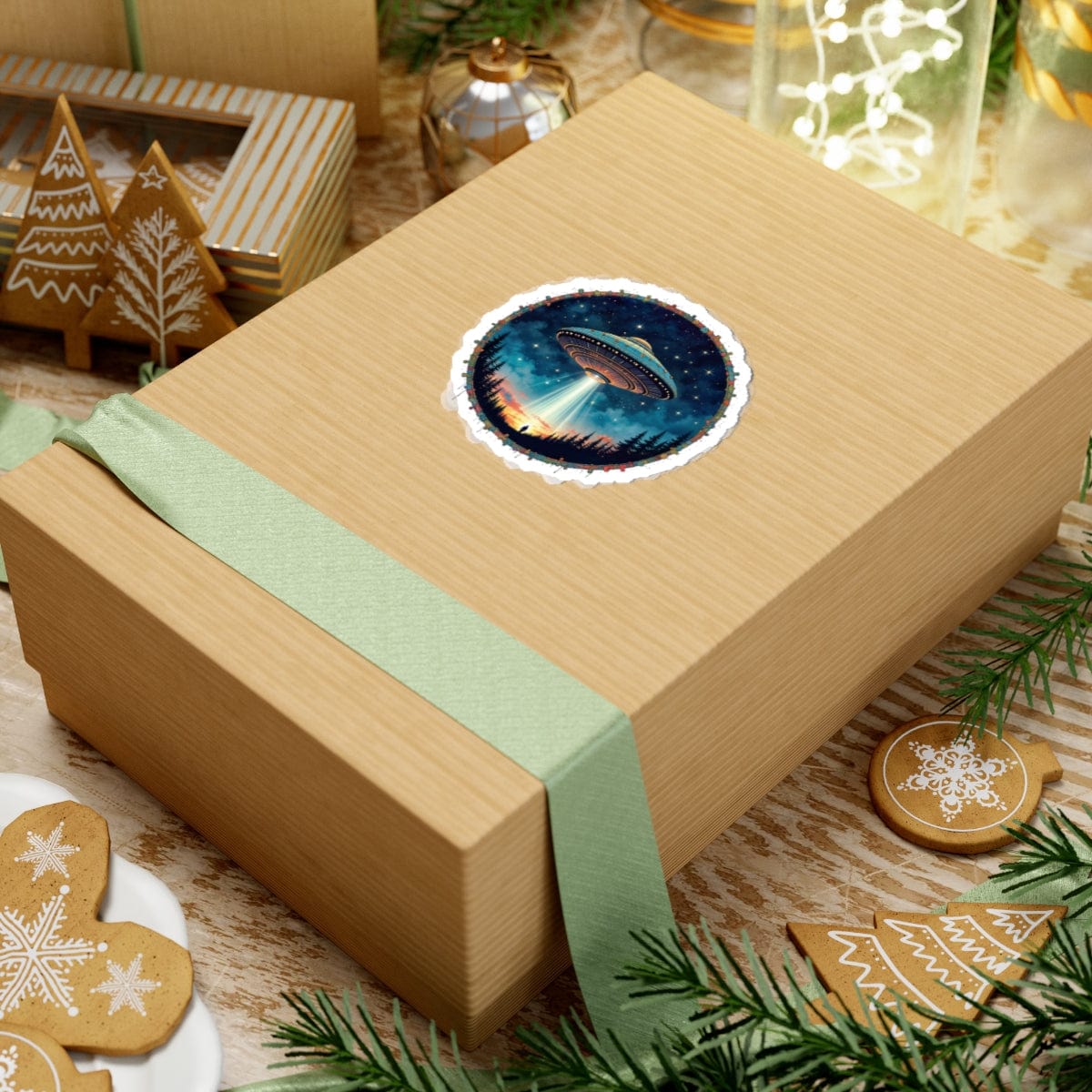 Printify Paper products Aliens Are Here - UFO & Cosmic Kiss-Cut Stickers