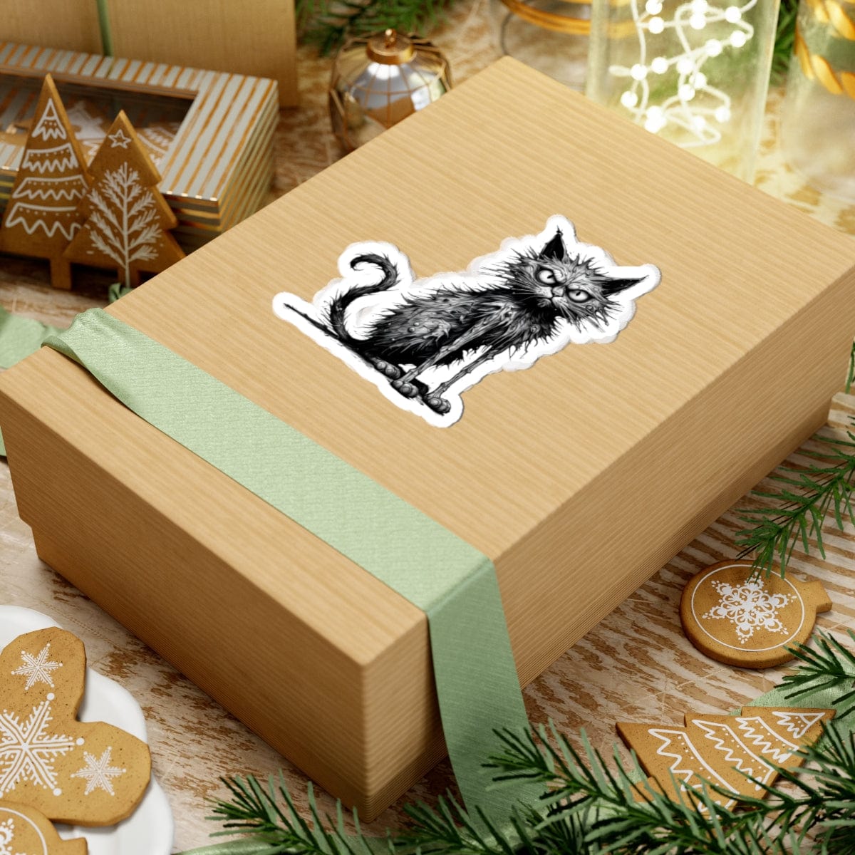 Printify Paper products Cat I'm Fine - Everything's Fine Kiss-Cut Stickers