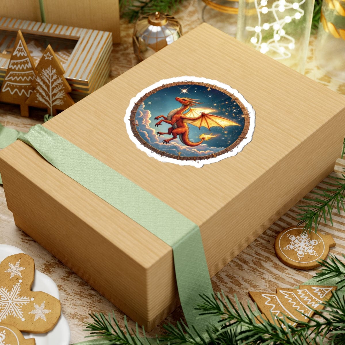 Printify Paper products Celestial Flame - Dragons & Magic Kiss-Cut Stickers