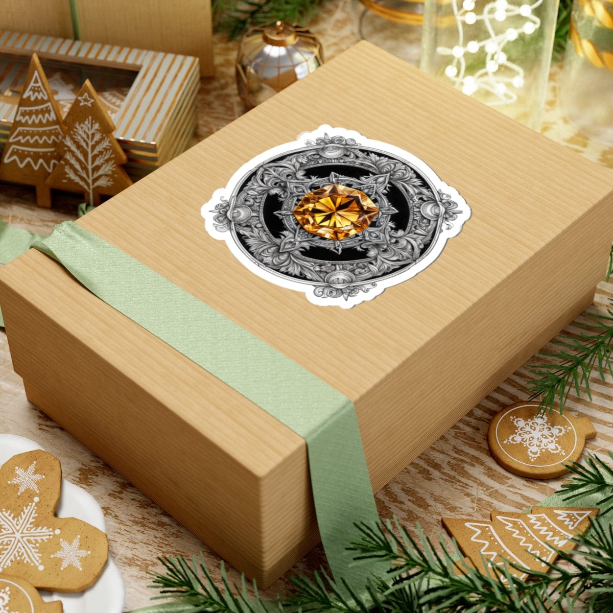 Printify Paper products Citrine - Crystals & Gemstones Kiss-Cut Stickers