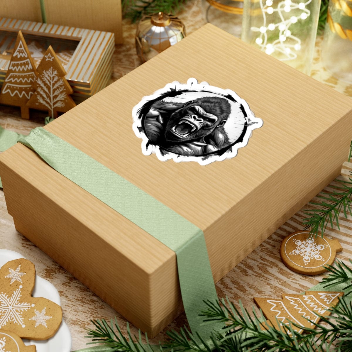 Printify Paper products Gorilla Head - Wild & Fierce Kiss-Cut Stickers