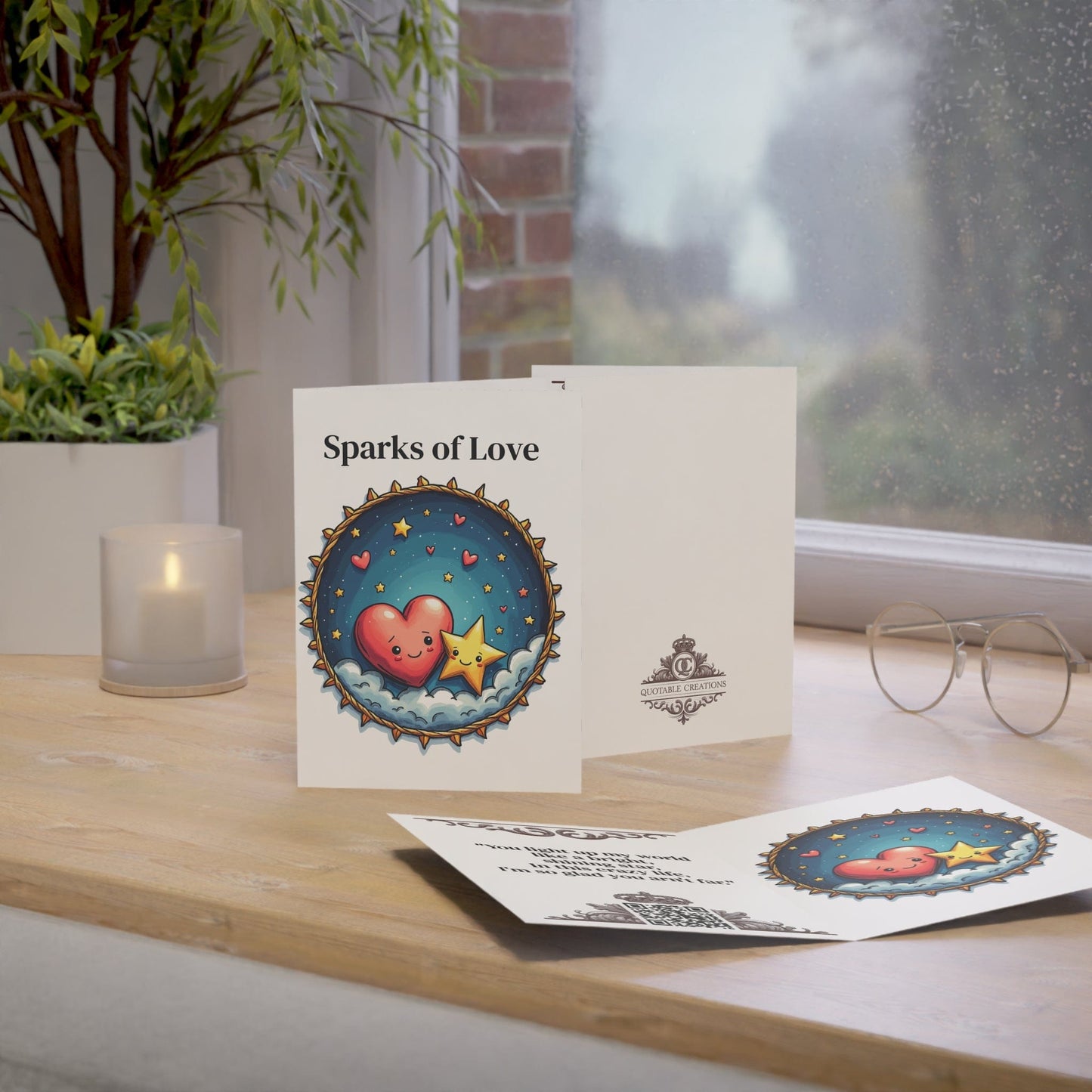 Printify Paper products Greeting Cards - Sparks of Love - Love & Fun Card with QR Code Video