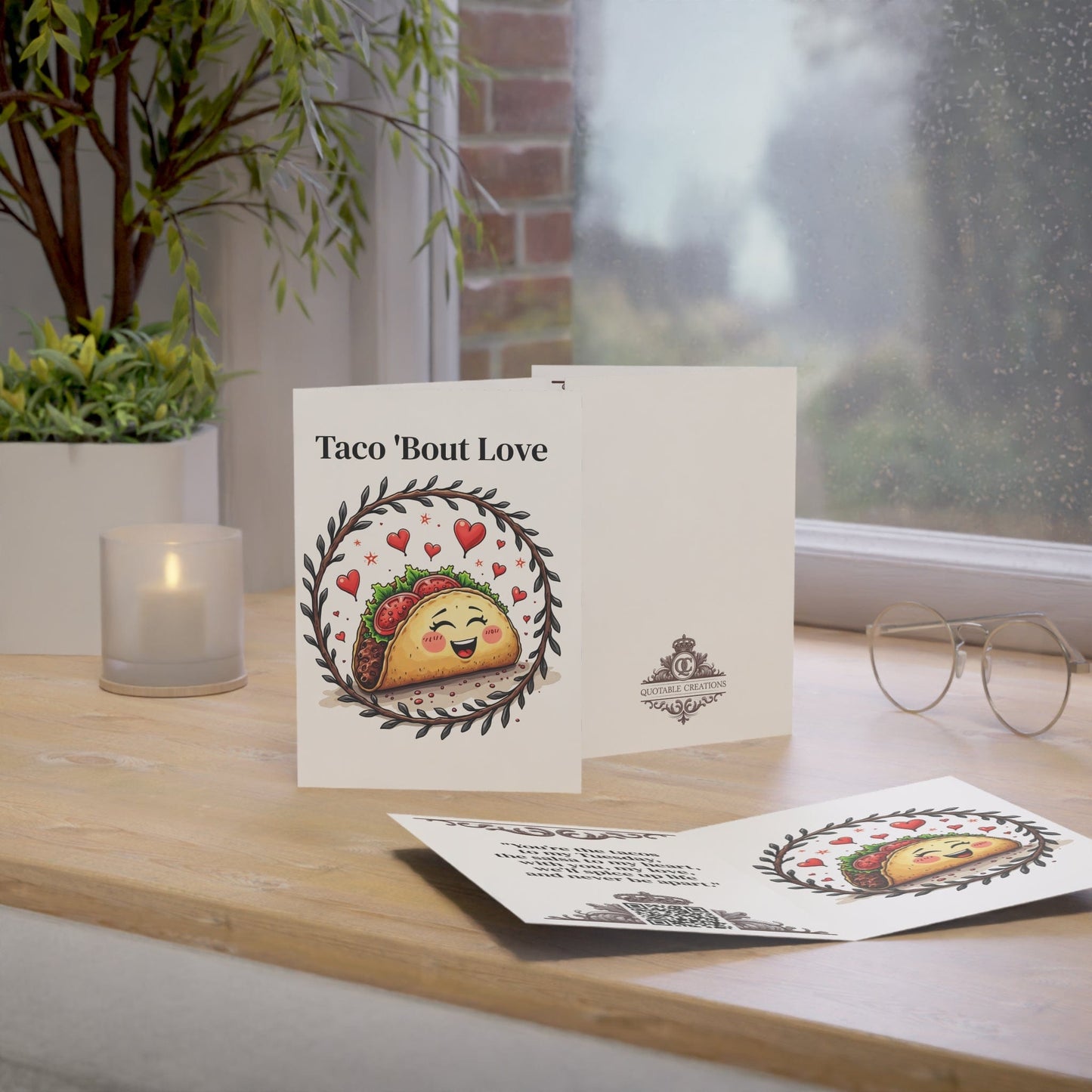 Printify Paper products Greeting Cards - Taco 'Bout Love - Love & Fun Card with QR Code Video
