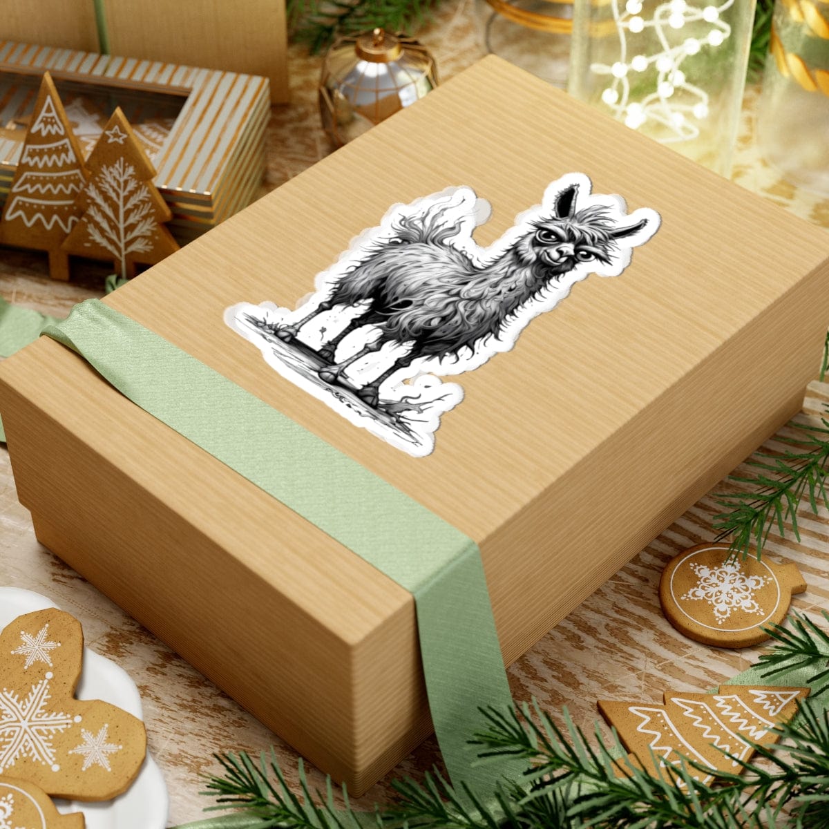 Printify Paper products Llama I'm Fine - Everything's Fine Kiss-Cut Stickers