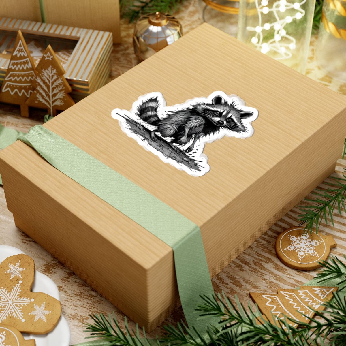 Printify Paper products Raccoon I'm Fine - Everything's Fine Kiss-Cut Stickers