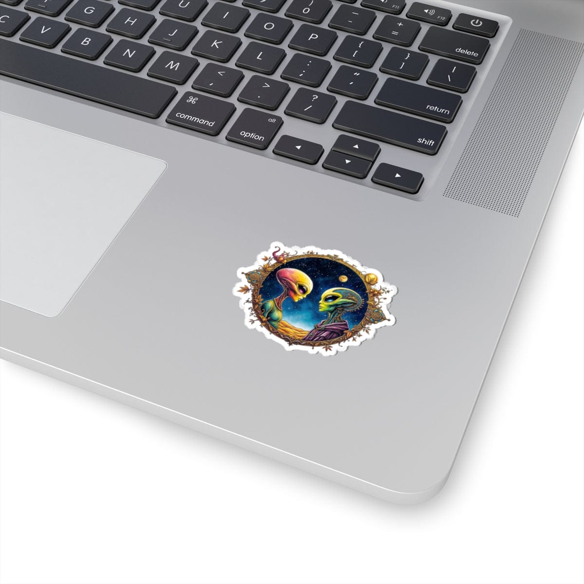 Printify Paper products Sticker - We Are Not Alone - The Party Just Got Started! - Alien & Space Kiss-Cut