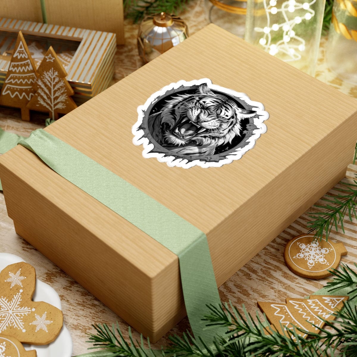 Printify Paper products Tiger Head - Wild & Fierce Kiss-Cut Stickers