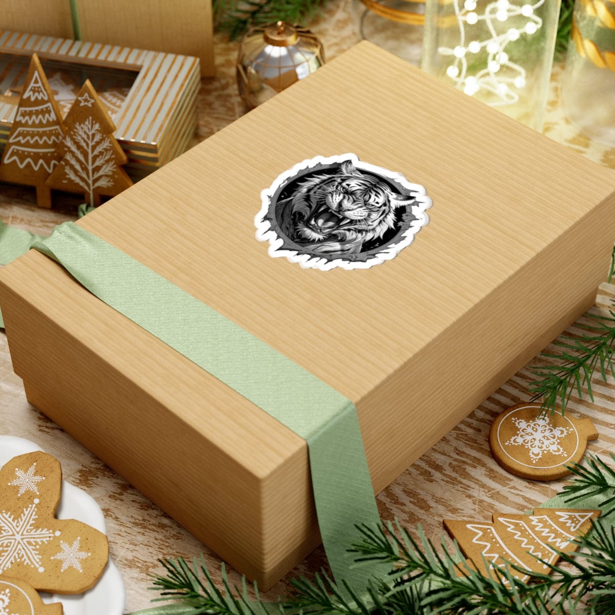 Printify Paper products Tiger Head - Wild & Fierce Kiss-Cut Stickers