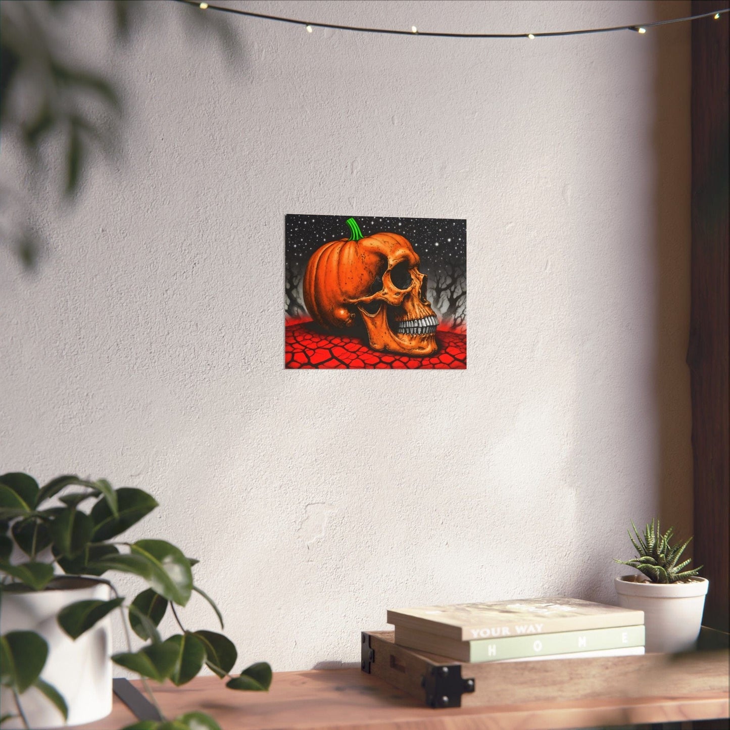 Printify Poster 10" x 8" / Matte Spooky Halloween Art Print: Gothic Skull & Pumpkin Matte Poster for Seasonal Home Decor