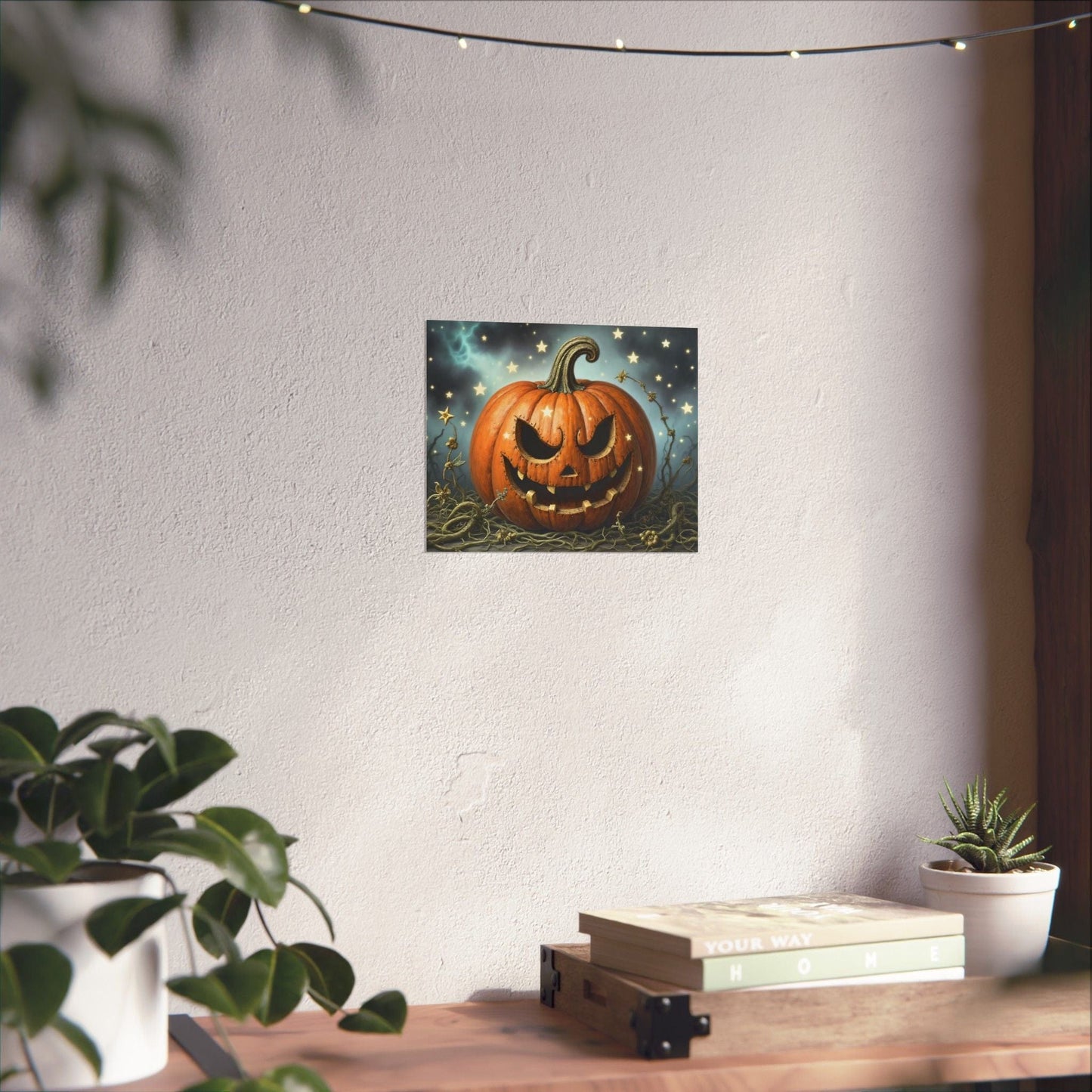 Printify Poster 10" x 8" / Matte Spooky Pumpkin Wall Art: Autumn Decor for Halloween Parties, Gothic Home Decoration, Matte Posters