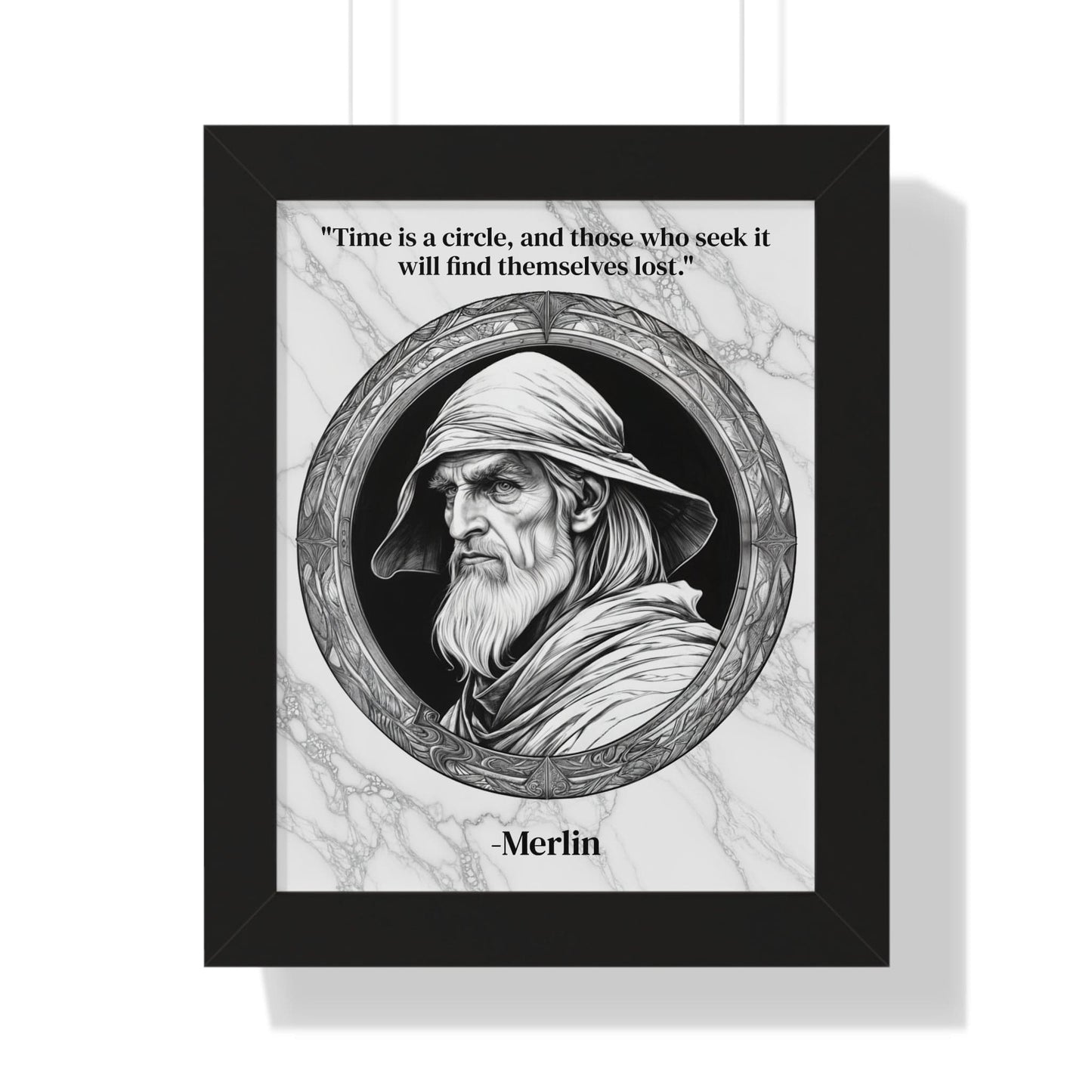 Printify Poster 11" x 14" / Black Merlin Magic Wizard Spells Framed Wall Art Inspirational Quote for Fantasy Readers Decor - Perfect Gift for Enchanted Castle Home Lovers Fan