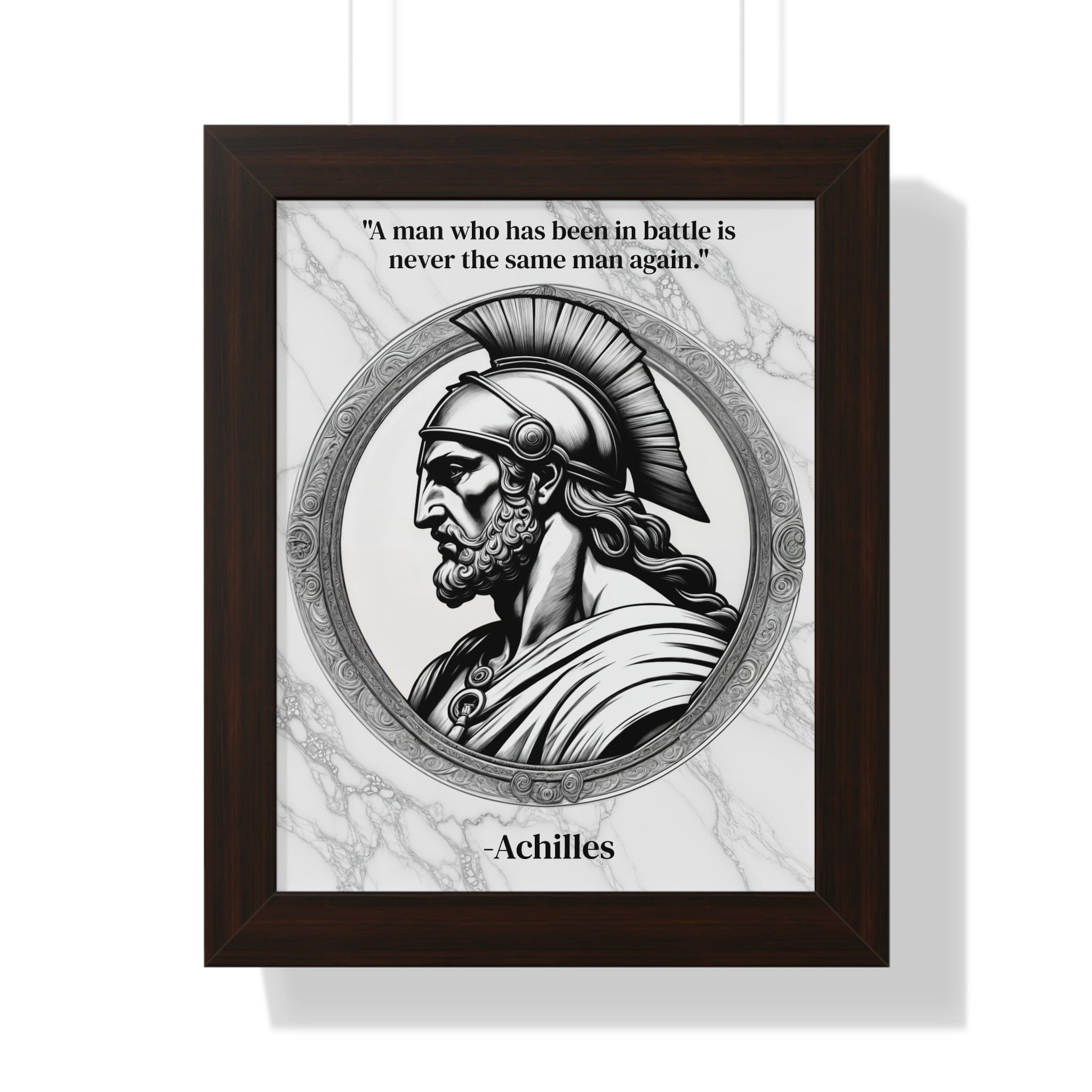 Printify Poster 11" x 14" / Walnut Achilles Greek Mythology Motivational Framed Wall Art Quote for Home Office Decor - Unique Gift for Warrior Spirit Inspirational Fans