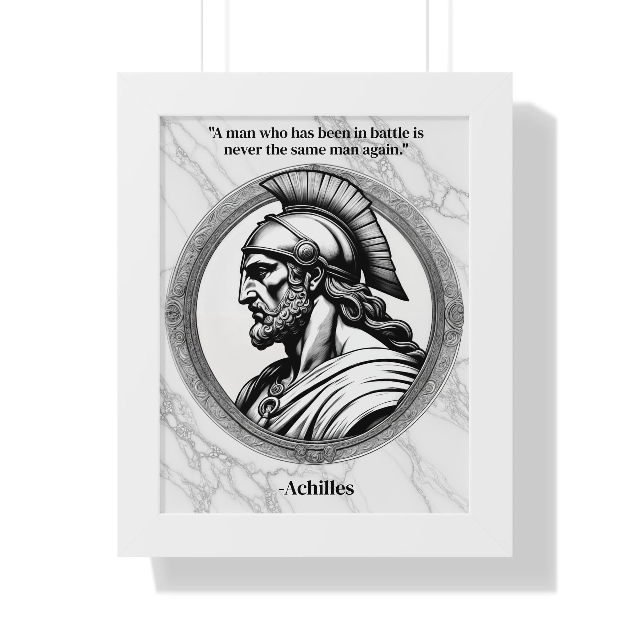 Printify Poster 11" x 14" / White Achilles Greek Mythology Motivational Framed Wall Art Quote for Home Office Decor - Unique Gift for Warrior Spirit Inspirational Fans