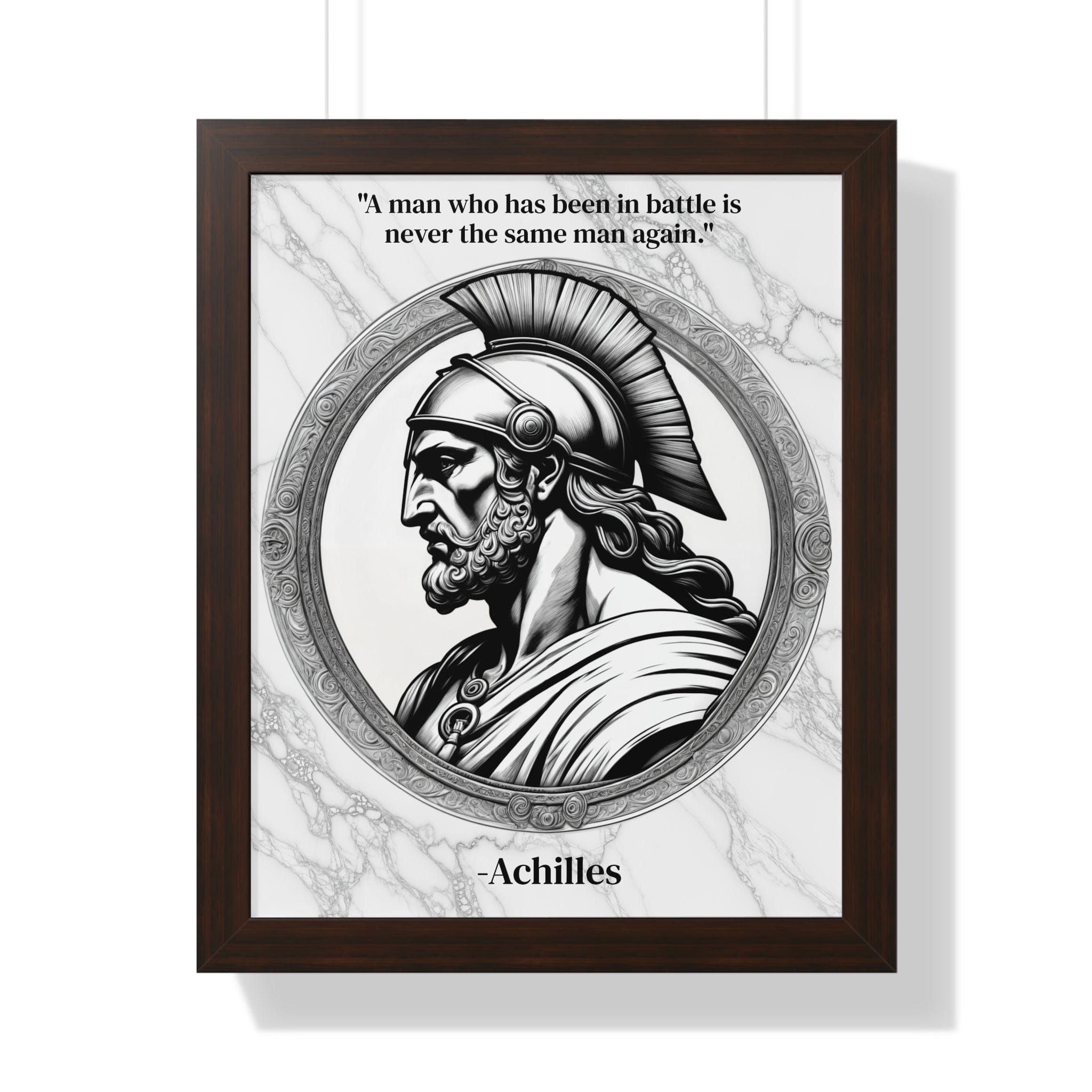 Printify Poster 16″ x 20″ / Walnut Achilles Greek Mythology Motivational Framed Wall Art Quote for Home Office Decor - Unique Gift for Warrior Spirit Inspirational Fans