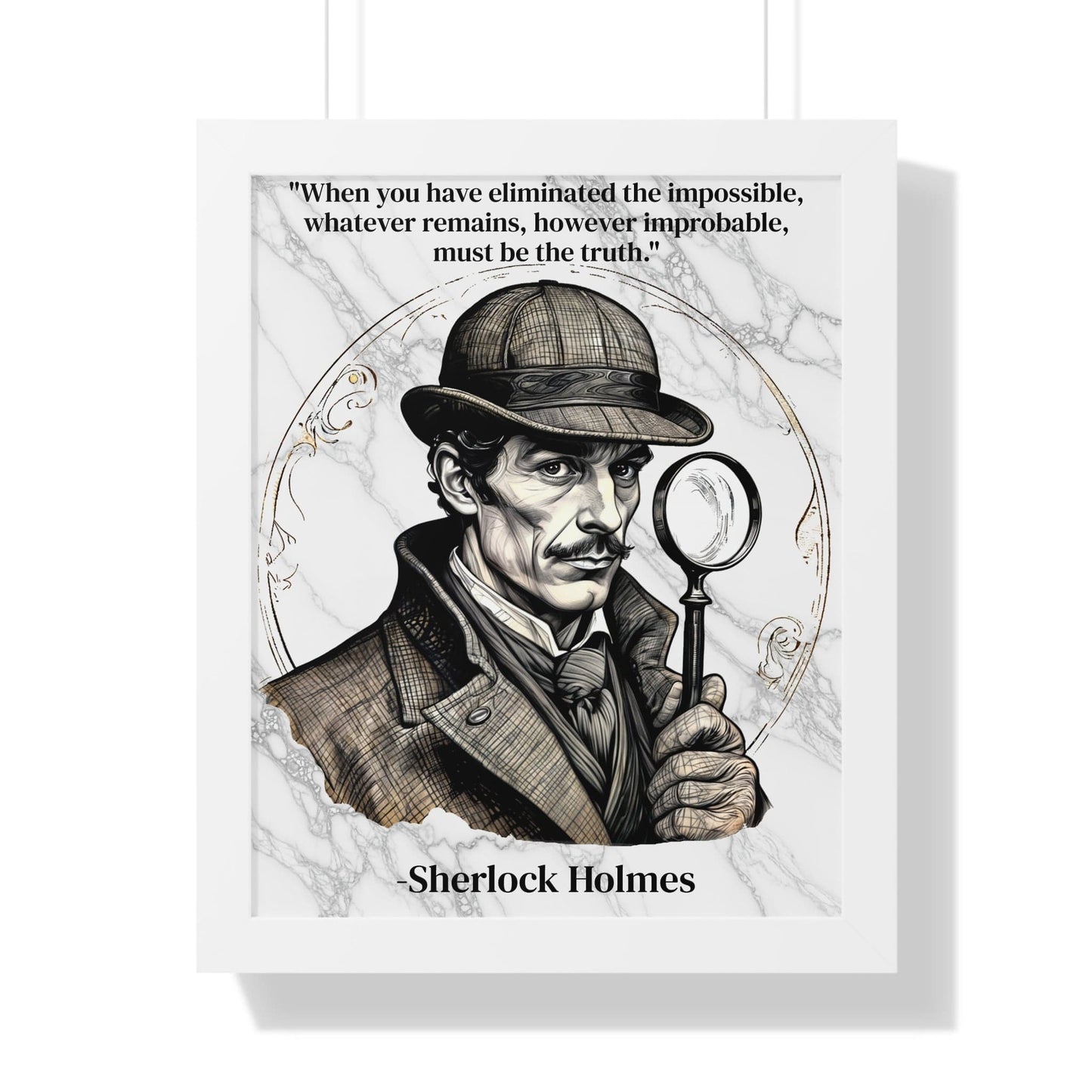 Printify Poster 16″ x 20″ / White Sherlock Holmes Inspirational Quote Mystery Lover Decor Framed Wall Art for Home Office Gift - Perfect Detective Quote Print for Fans