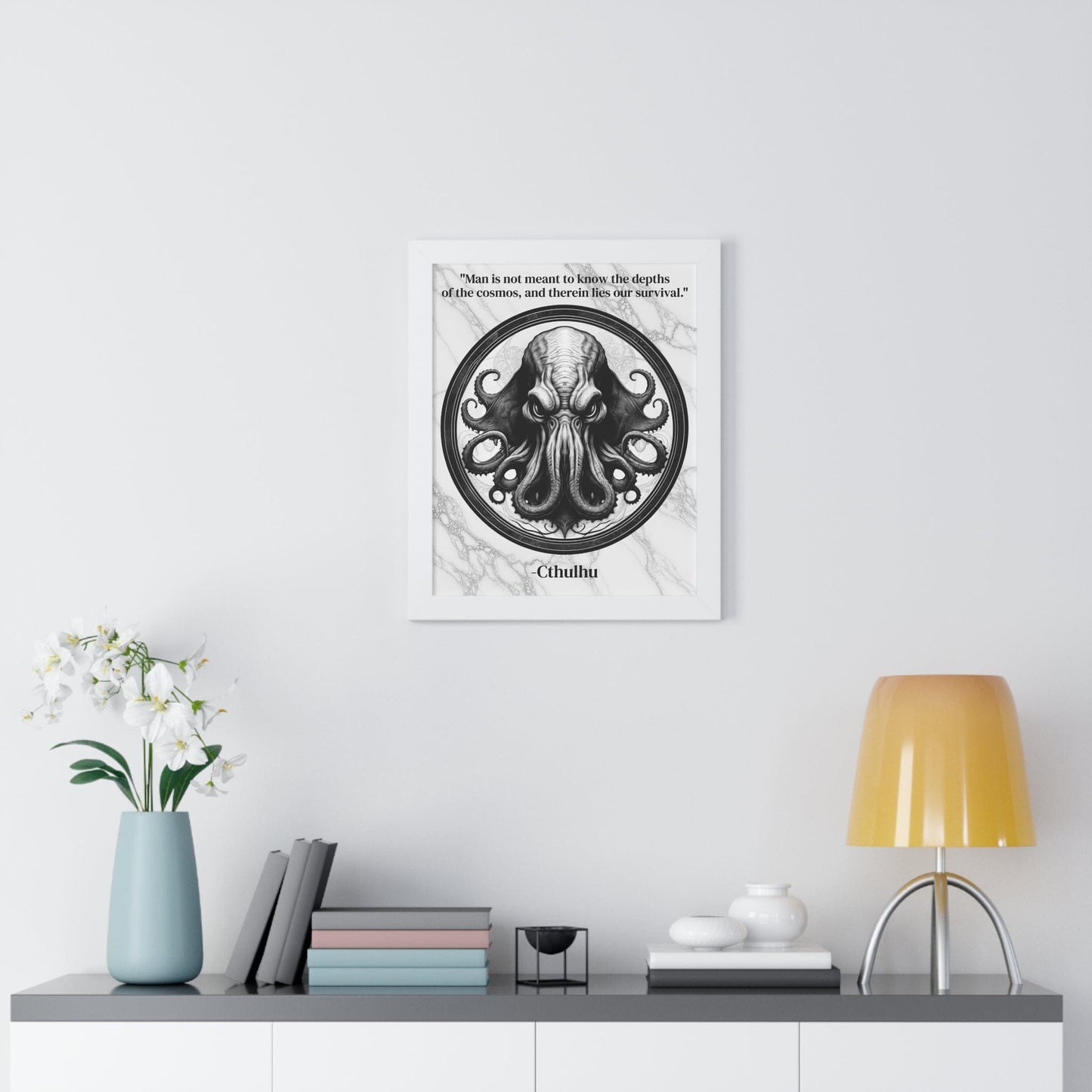 Printify Poster Cthulhu Lovecraft Epic Horror Mythos Framed Wall Art Inspirational Quote for Dark Fantasy Decor - Perfect Gift for Legendary Quest Fans Fan
