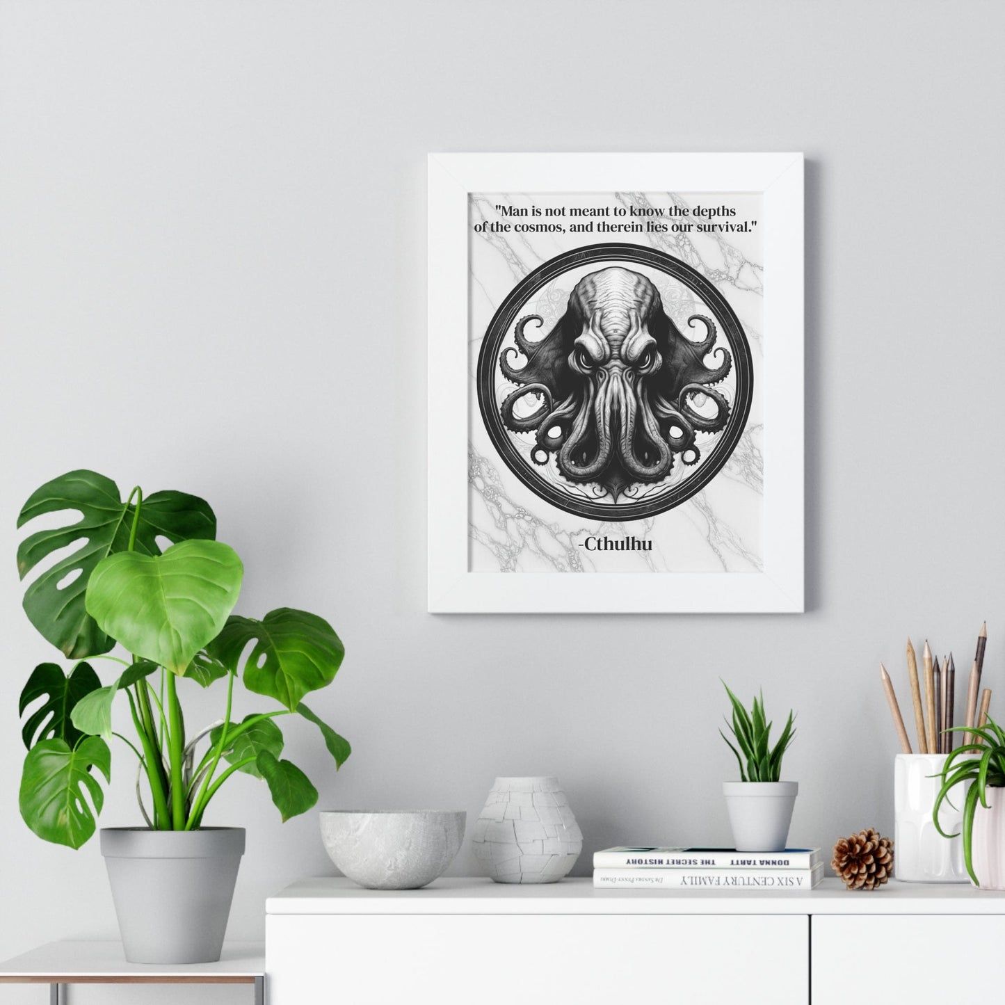 Printify Poster Cthulhu Lovecraft Epic Horror Mythos Framed Wall Art Inspirational Quote for Dark Fantasy Decor - Perfect Gift for Legendary Quest Fans Fan