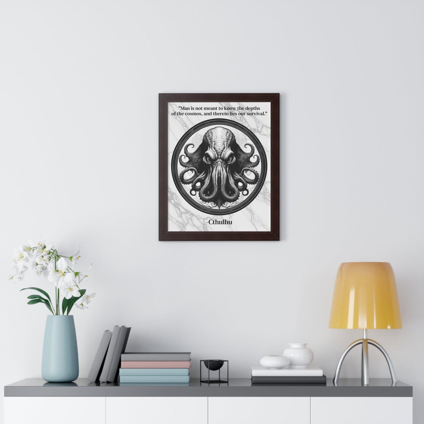 Printify Poster Cthulhu Lovecraft Epic Horror Mythos Framed Wall Art Inspirational Quote for Dark Fantasy Decor - Perfect Gift for Legendary Quest Fans Fan
