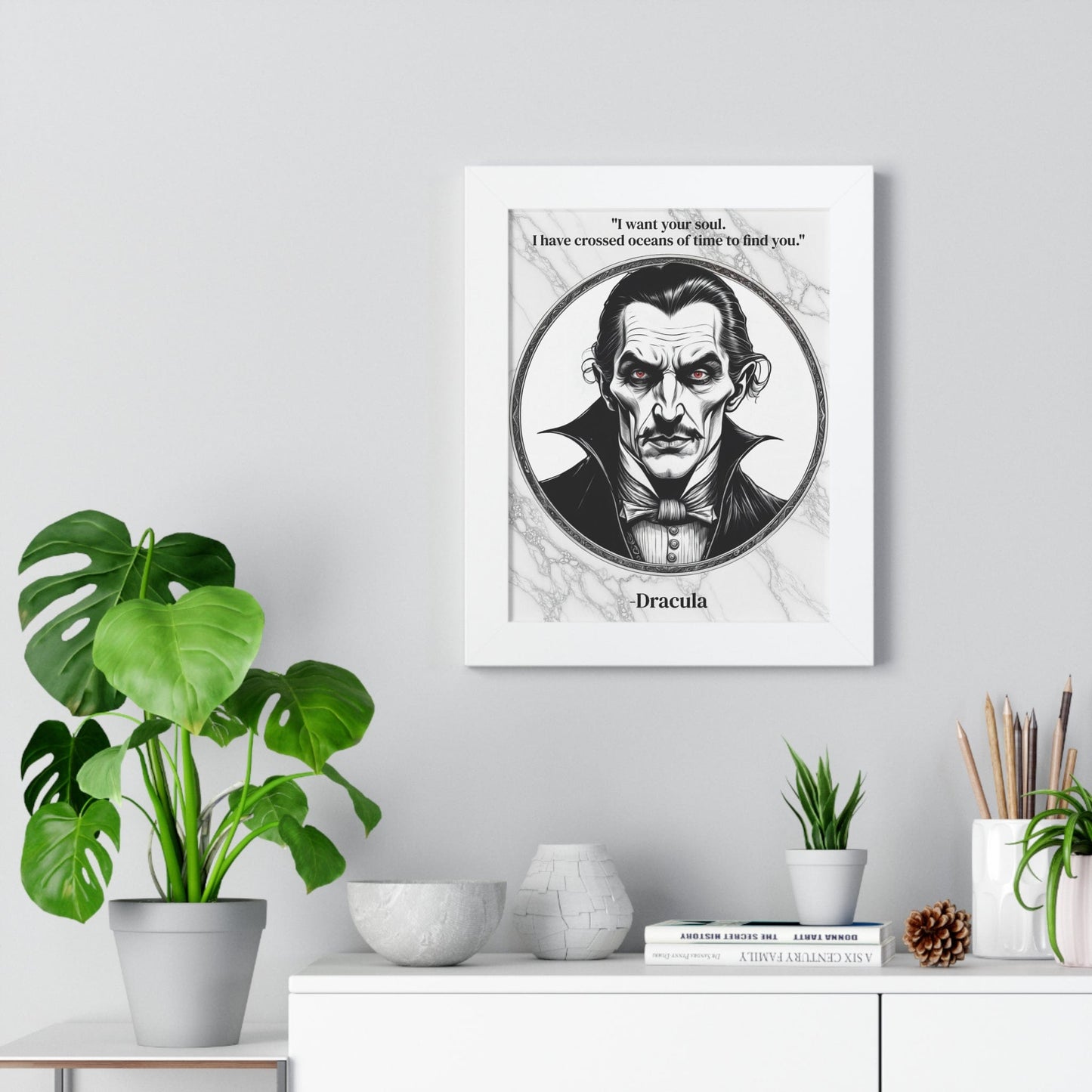 Printify Poster Dracula Inspirational Quote Gothic Decor Framed Wall Art for Home Office Gift - Ideal Vampire Quote Print for Horror Literature Lovers