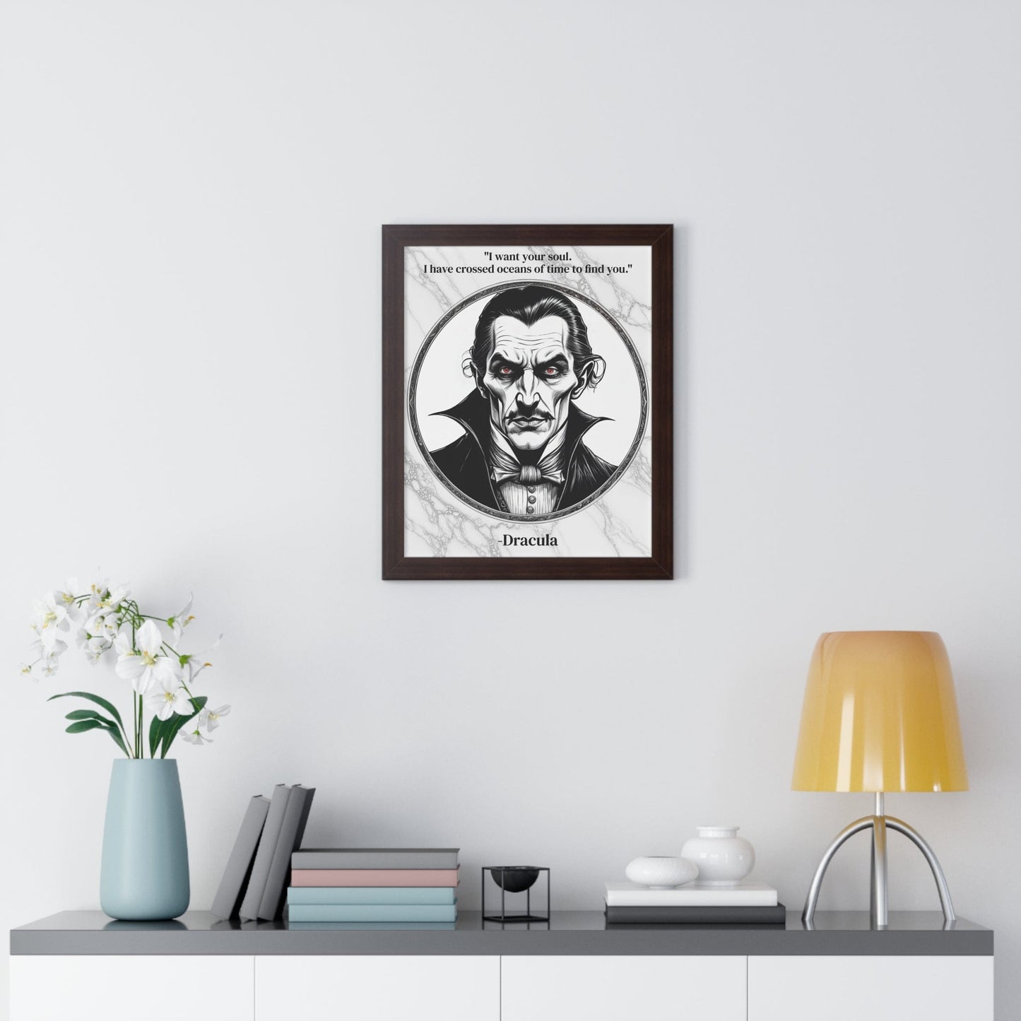 Printify Poster Dracula Inspirational Quote Gothic Decor Framed Wall Art for Home Office Gift - Ideal Vampire Quote Print for Horror Literature Lovers