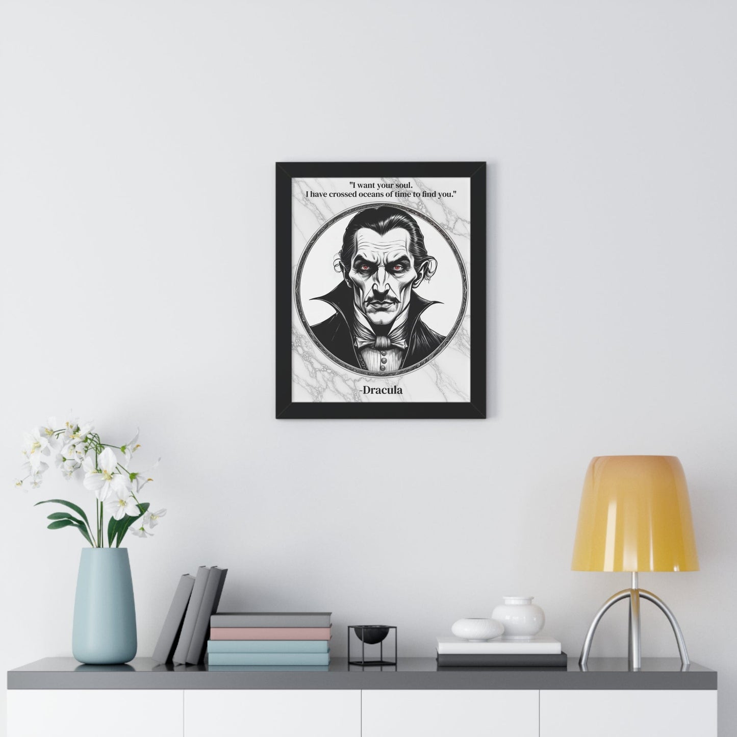 Printify Poster Dracula Inspirational Quote Gothic Decor Framed Wall Art for Home Office Gift - Ideal Vampire Quote Print for Horror Literature Lovers