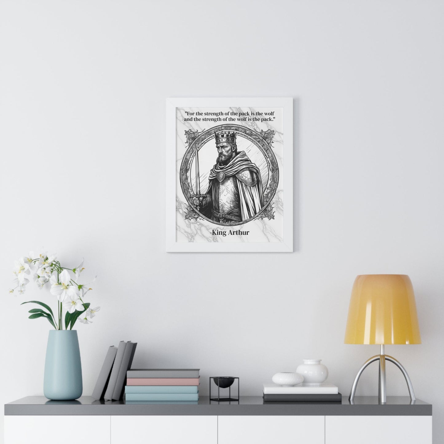 Printify Poster King Arthur Knights Templar Inspirational Framed Wall Art Quote for Fantasy Lovers Castle Decor - Great Gift for Medieval History Fans