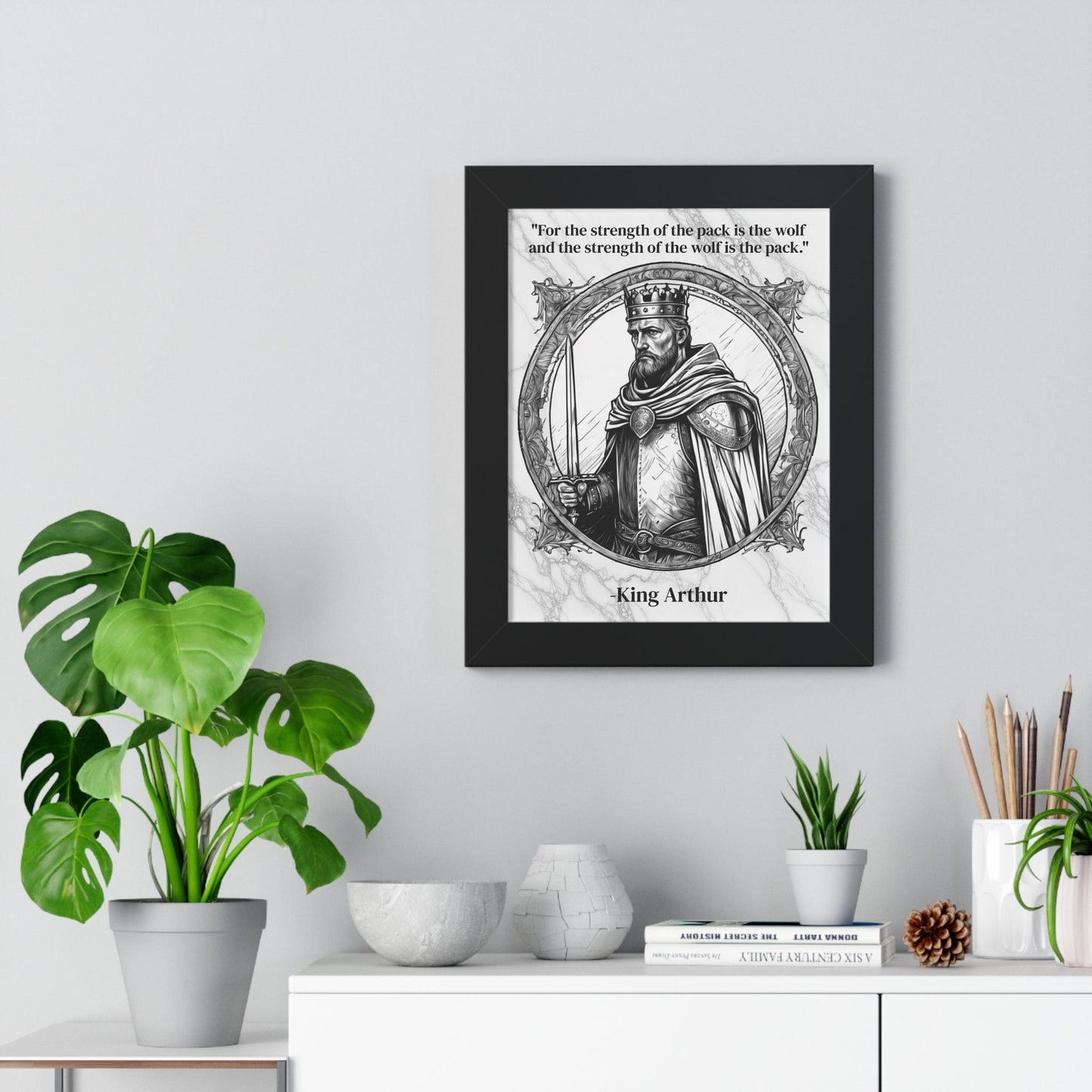 Printify Poster King Arthur Knights Templar Inspirational Framed Wall Art Quote for Fantasy Lovers Castle Decor - Great Gift for Medieval History Fans