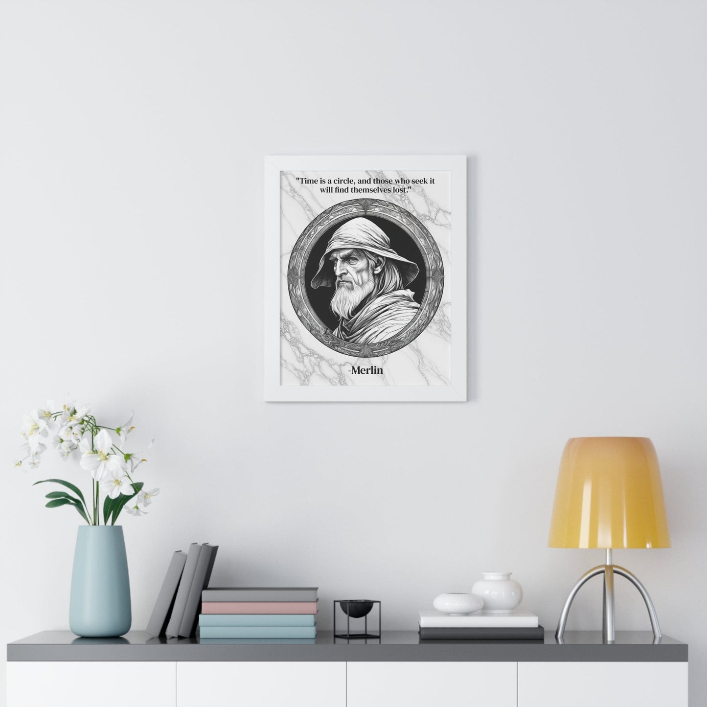 Printify Poster Merlin Magic Wizard Spells Framed Wall Art Inspirational Quote for Fantasy Readers Decor - Perfect Gift for Enchanted Castle Home Lovers Fan