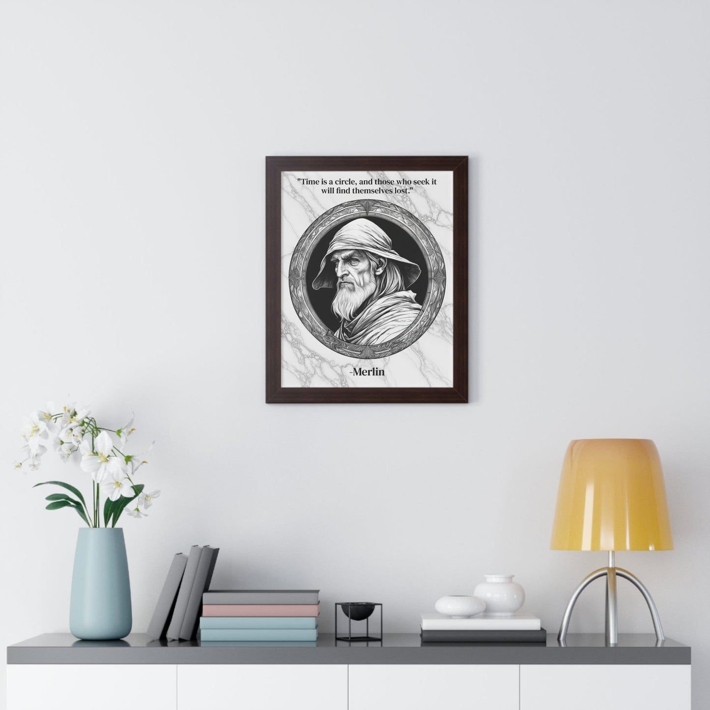 Printify Poster Merlin Magic Wizard Spells Framed Wall Art Inspirational Quote for Fantasy Readers Decor - Perfect Gift for Enchanted Castle Home Lovers Fan