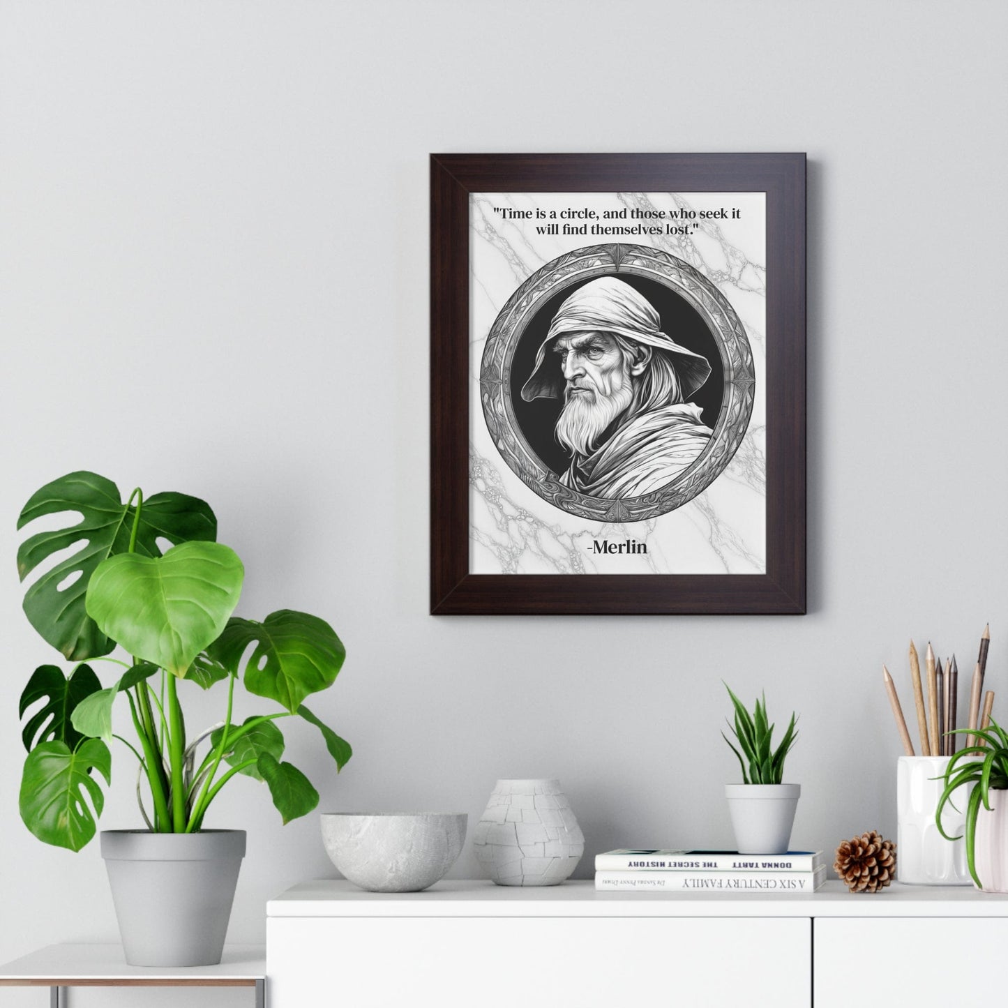 Printify Poster Merlin Magic Wizard Spells Framed Wall Art Inspirational Quote for Fantasy Readers Decor - Perfect Gift for Enchanted Castle Home Lovers Fan