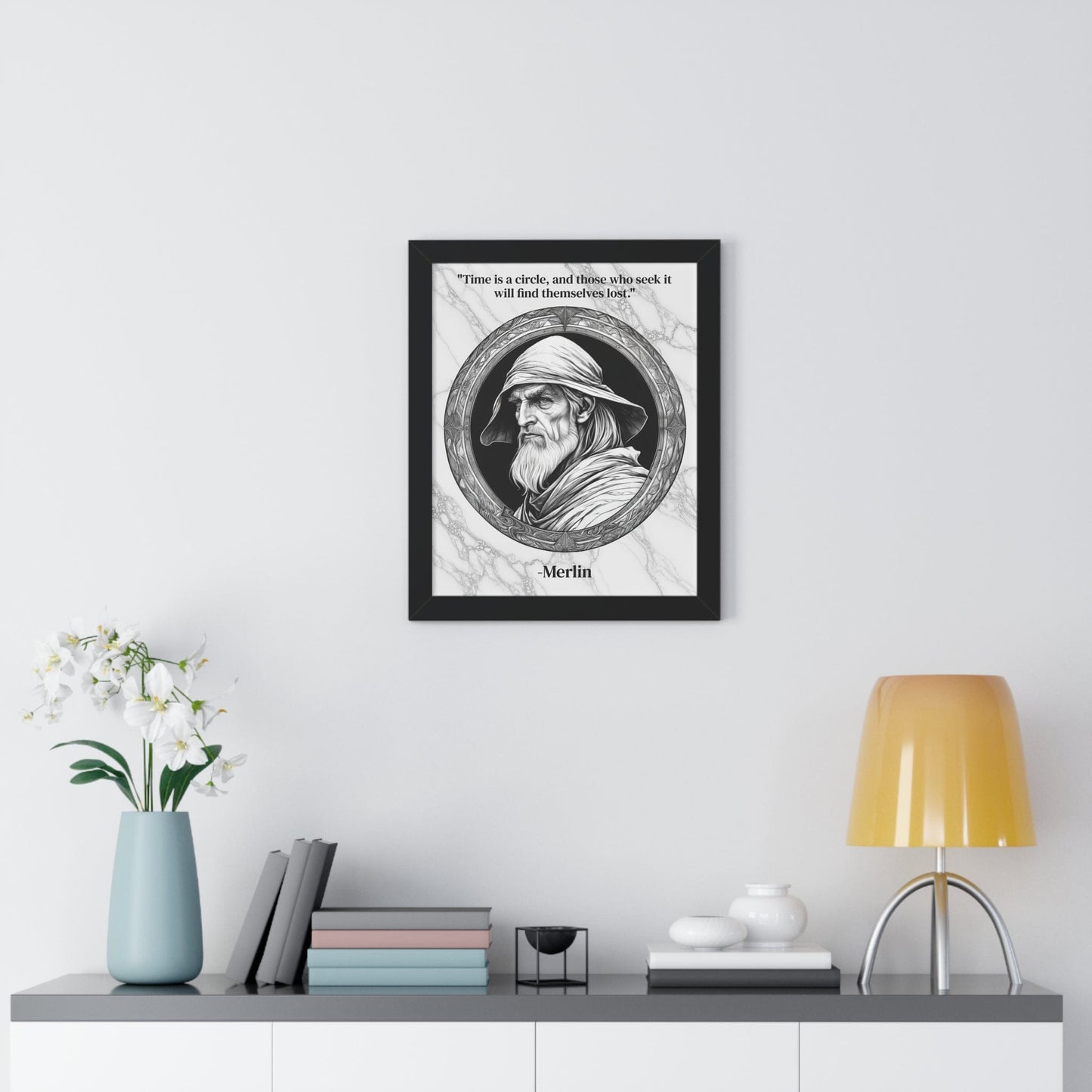 Printify Poster Merlin Magic Wizard Spells Framed Wall Art Inspirational Quote for Fantasy Readers Decor - Perfect Gift for Enchanted Castle Home Lovers Fan