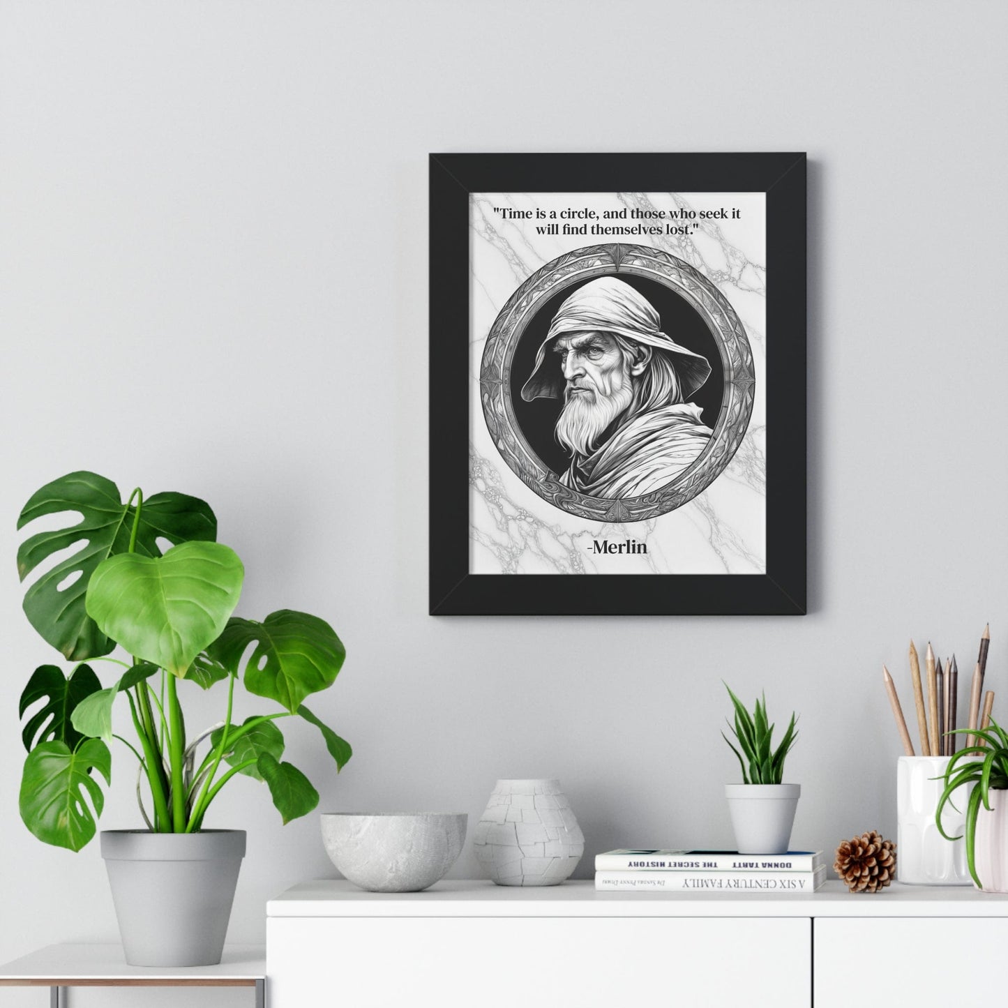 Printify Poster Merlin Magic Wizard Spells Framed Wall Art Inspirational Quote for Fantasy Readers Decor - Perfect Gift for Enchanted Castle Home Lovers Fan