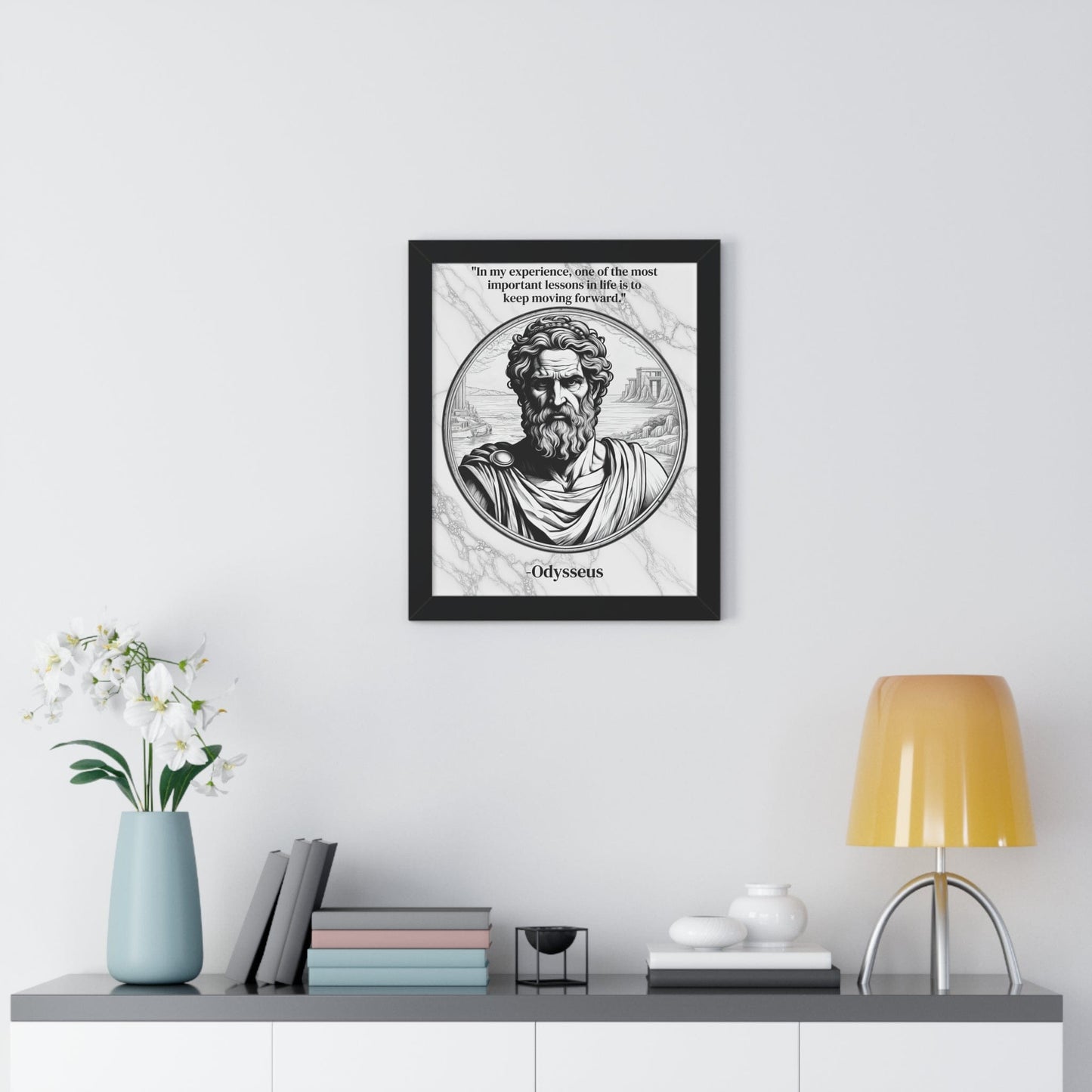 Printify Poster Odysseus Adventure Traveler Inspirational Framed Wall Art Quote for Literary Lovers Hero Decor - Perfect Gift for Epic Poetry Book Fans