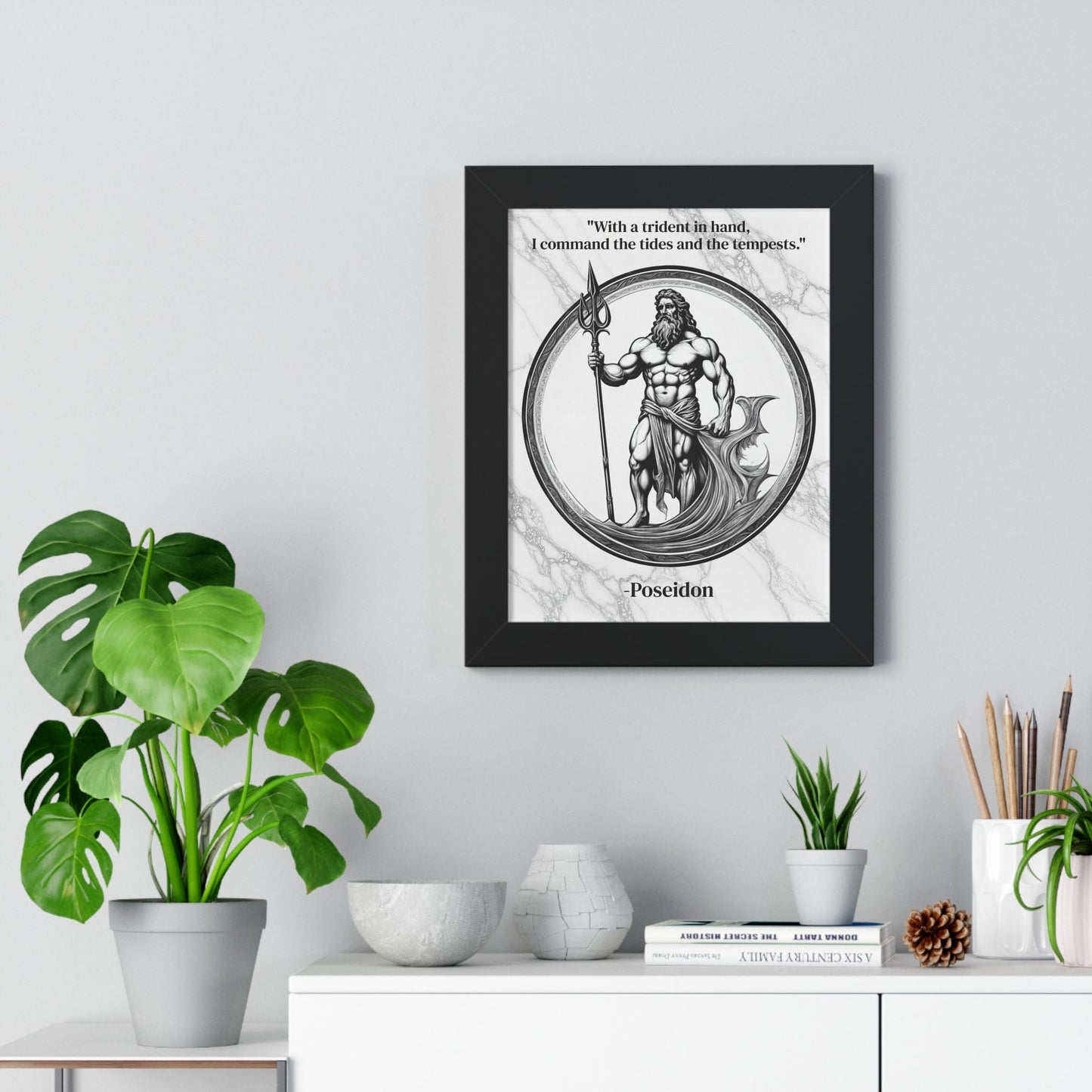 Printify Poster Poseidon Trident Ocean Wave Inspirational Framed Wall Art Quote for Epic Coastal Home Decor - Great Gift for Beach Lovers Sea Spirit Fans