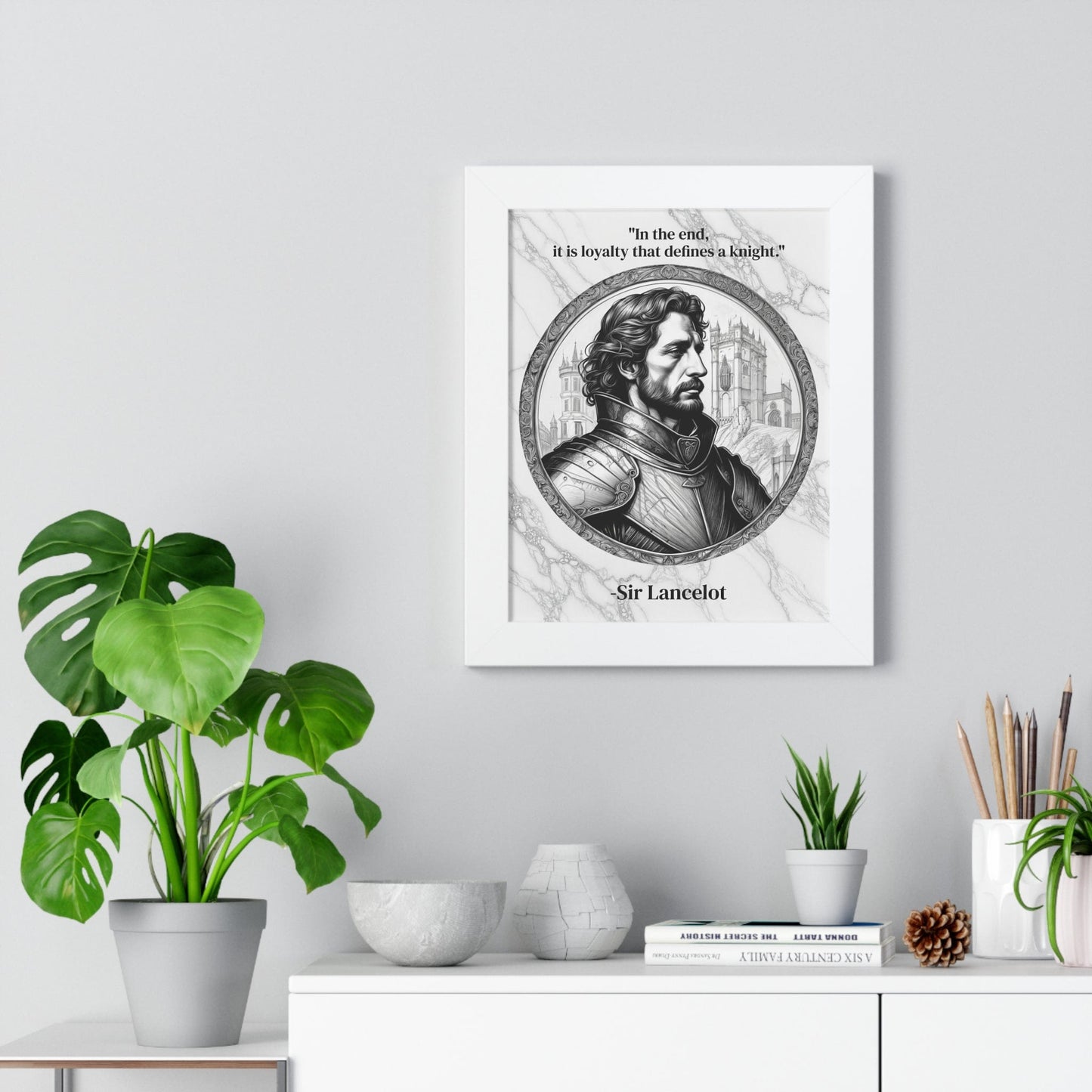 Printify Poster Sir Lancelot Chivalry Code Knights Honor Framed Wall Art Inspirational Quote for Knights Templar Decor - Unique Gift for History Lovers Fans