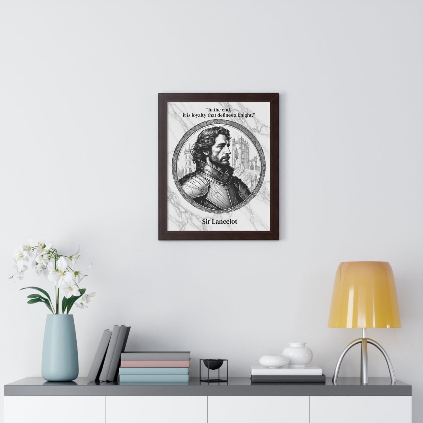 Printify Poster Sir Lancelot Chivalry Code Knights Honor Framed Wall Art Inspirational Quote for Knights Templar Decor - Unique Gift for History Lovers Fans