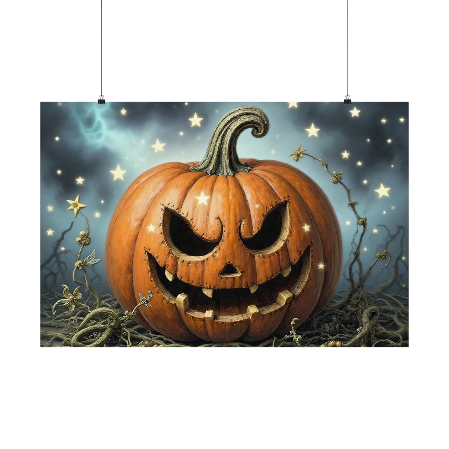 Printify Poster Spooky Pumpkin Wall Art: Autumn Decor for Halloween Parties, Gothic Home Decoration, Matte Posters