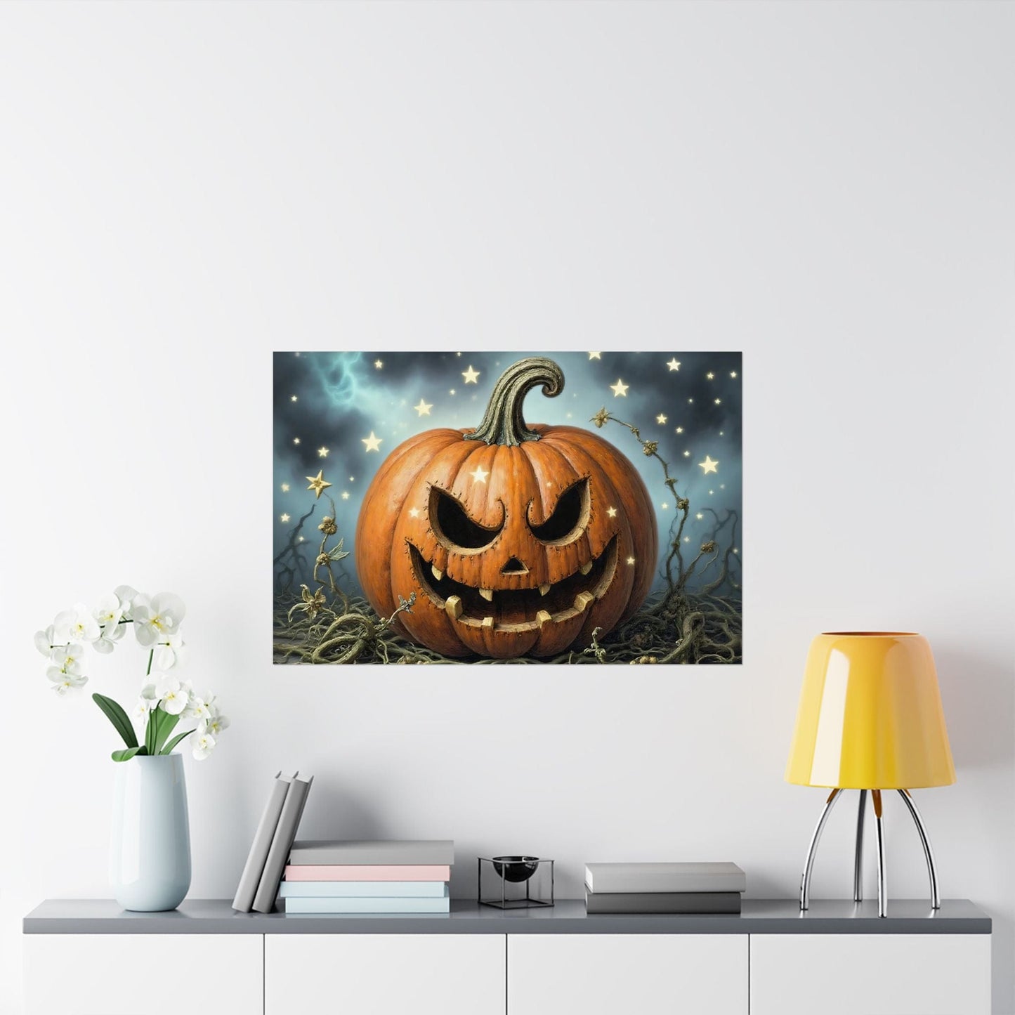 Printify Poster Spooky Pumpkin Wall Art: Autumn Decor for Halloween Parties, Gothic Home Decoration, Matte Posters