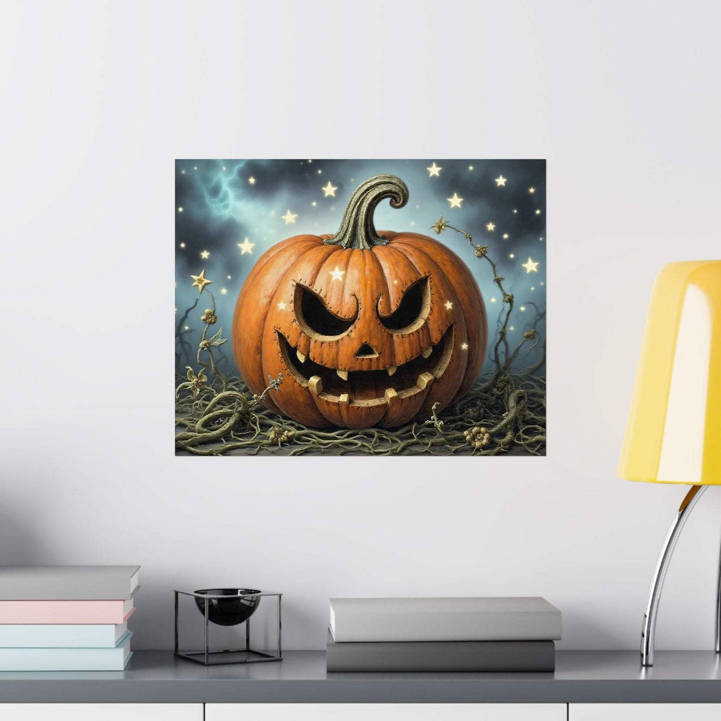 Printify Poster Spooky Pumpkin Wall Art: Autumn Decor for Halloween Parties, Gothic Home Decoration, Matte Posters