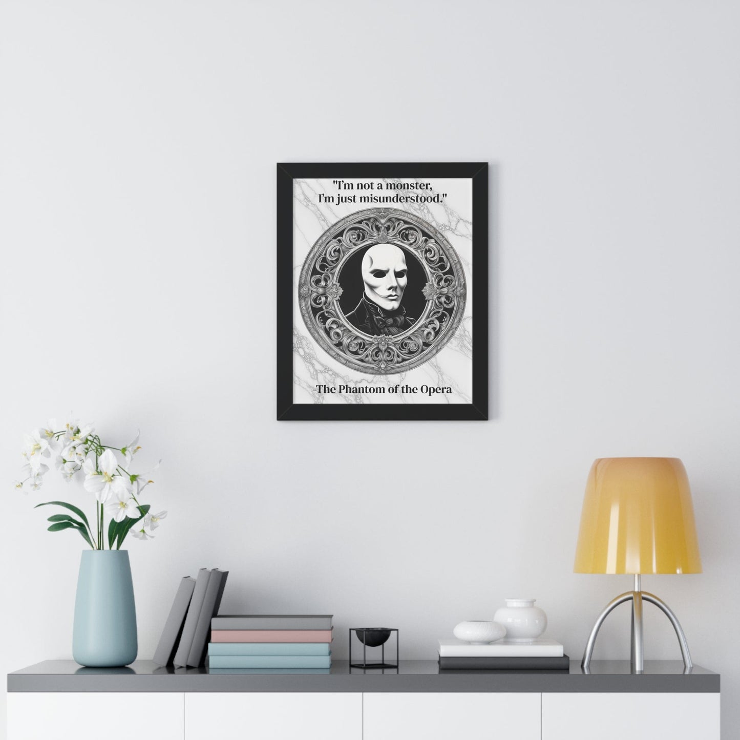 Printify Poster The Phantom of the Opera Inspirational Quote Art Decor Framed Wall Art for Home Office Gift - Perfect Quote Print for Music and Mystery Fans