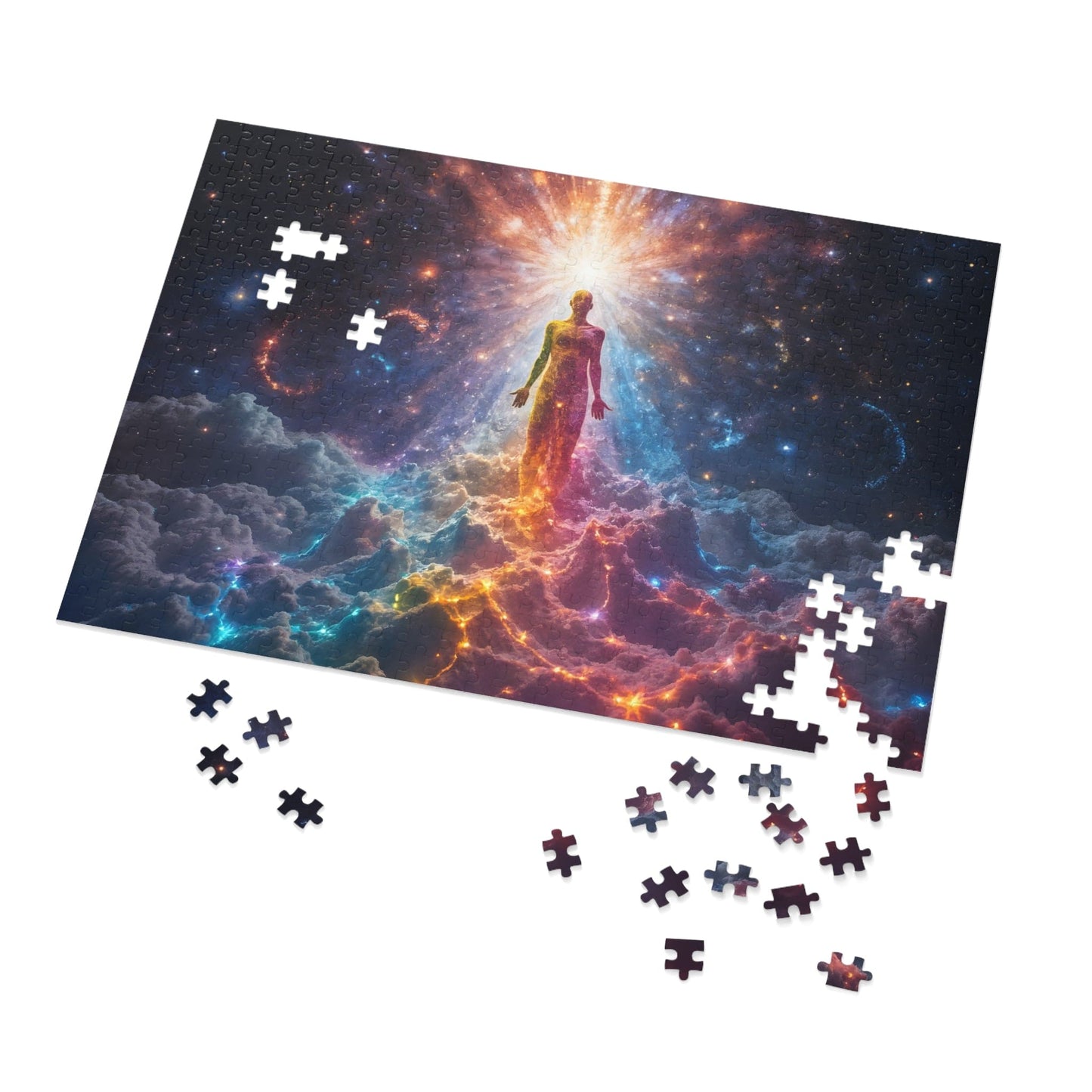 Printify Puzzle 21" × 15.5" (500 pcs) Prismatic Nexus: The Interdimensional Breakthrough - Jigsaw Puzzle with Tin Box