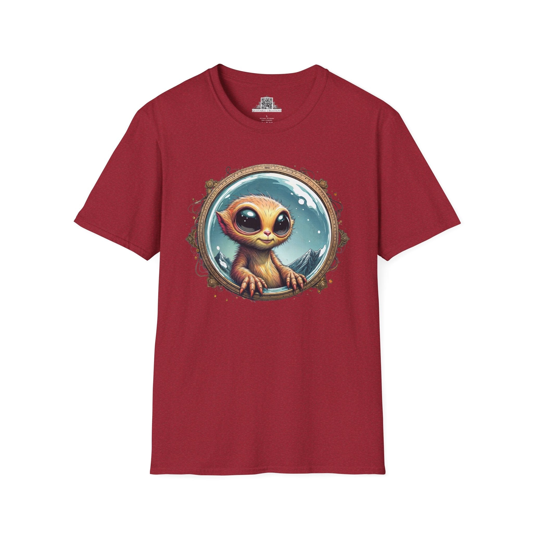 Printify T-Shirt S / Antique Cherry Red T-Shirt - Earthlings are Strange, But We Embrace the Weird! - Alien & Space
